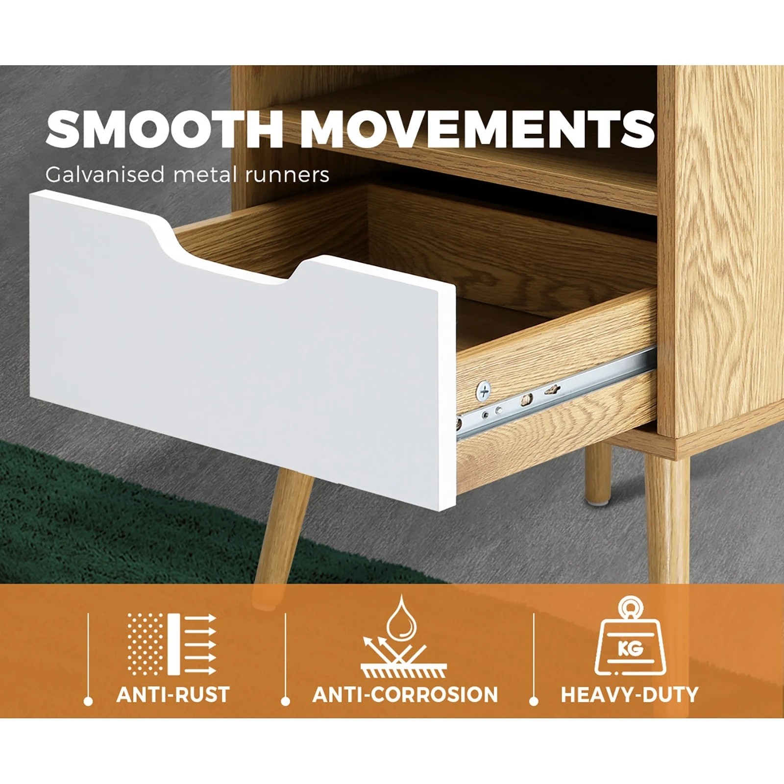 7 Oikiture Bedside Table Drawers Side Tables Nightstand Cabinet
 - Multi, 7 of 10