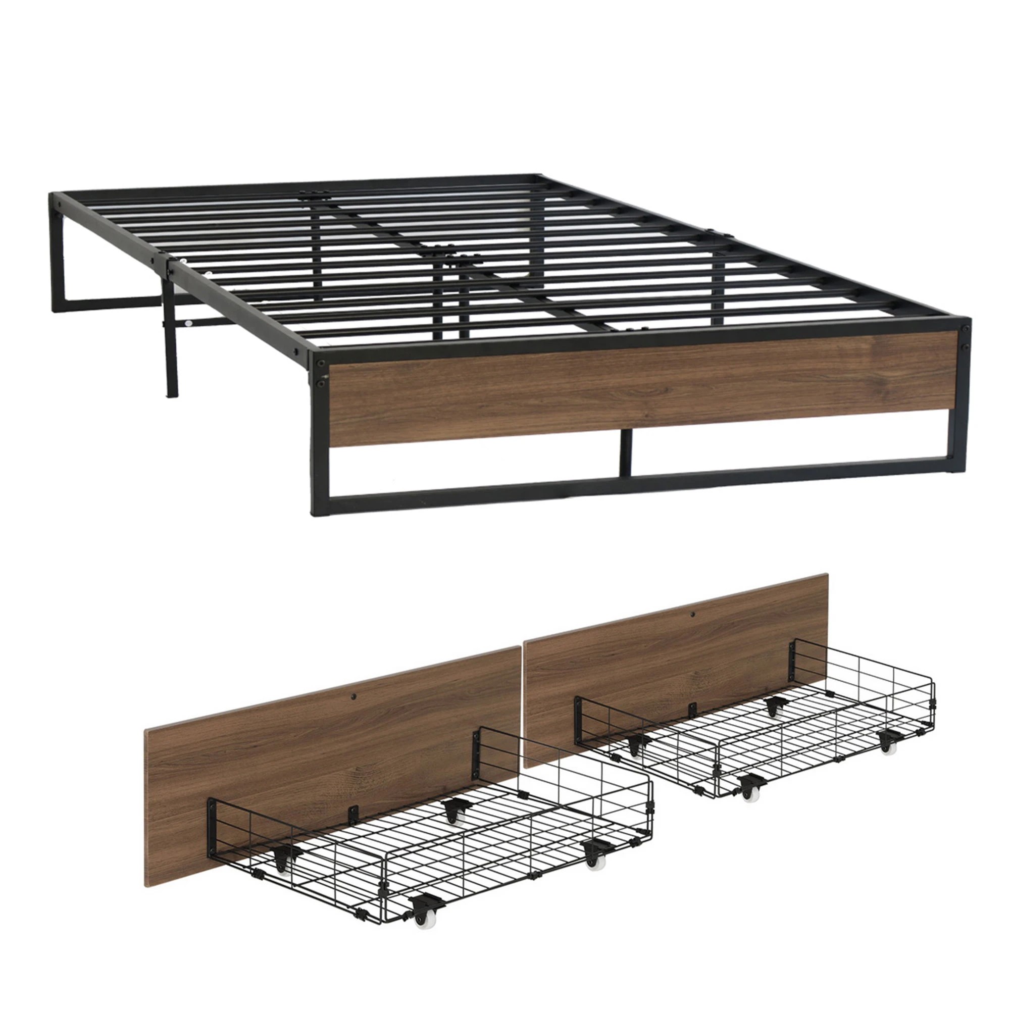 3 Artiss Bed Frame Metal Frame Double Size Bed Base 2 Drawers - Multi, 3 of 4