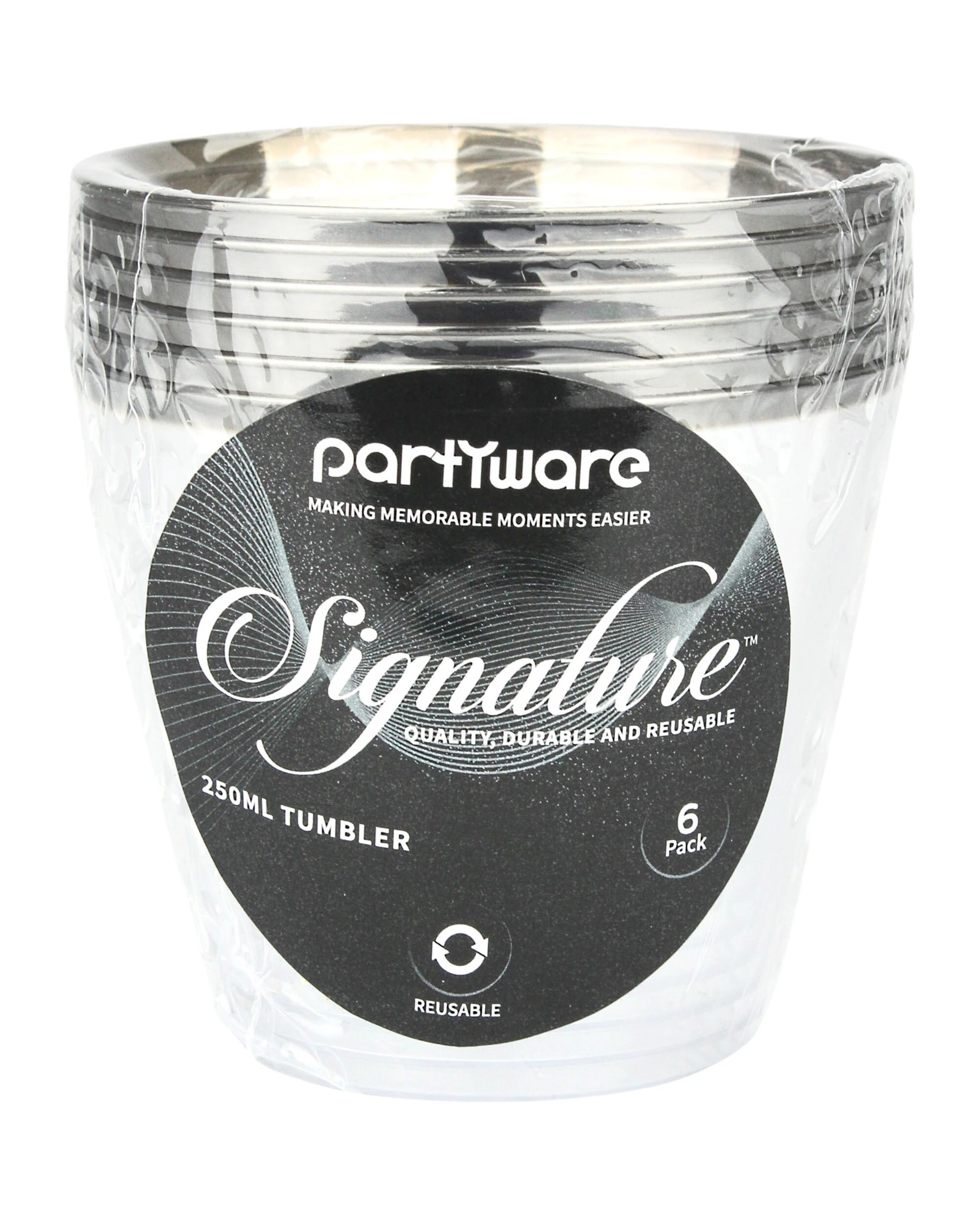 3 Partyware Silver Trim Tumbler Cups Pack of 6, 3 of 3