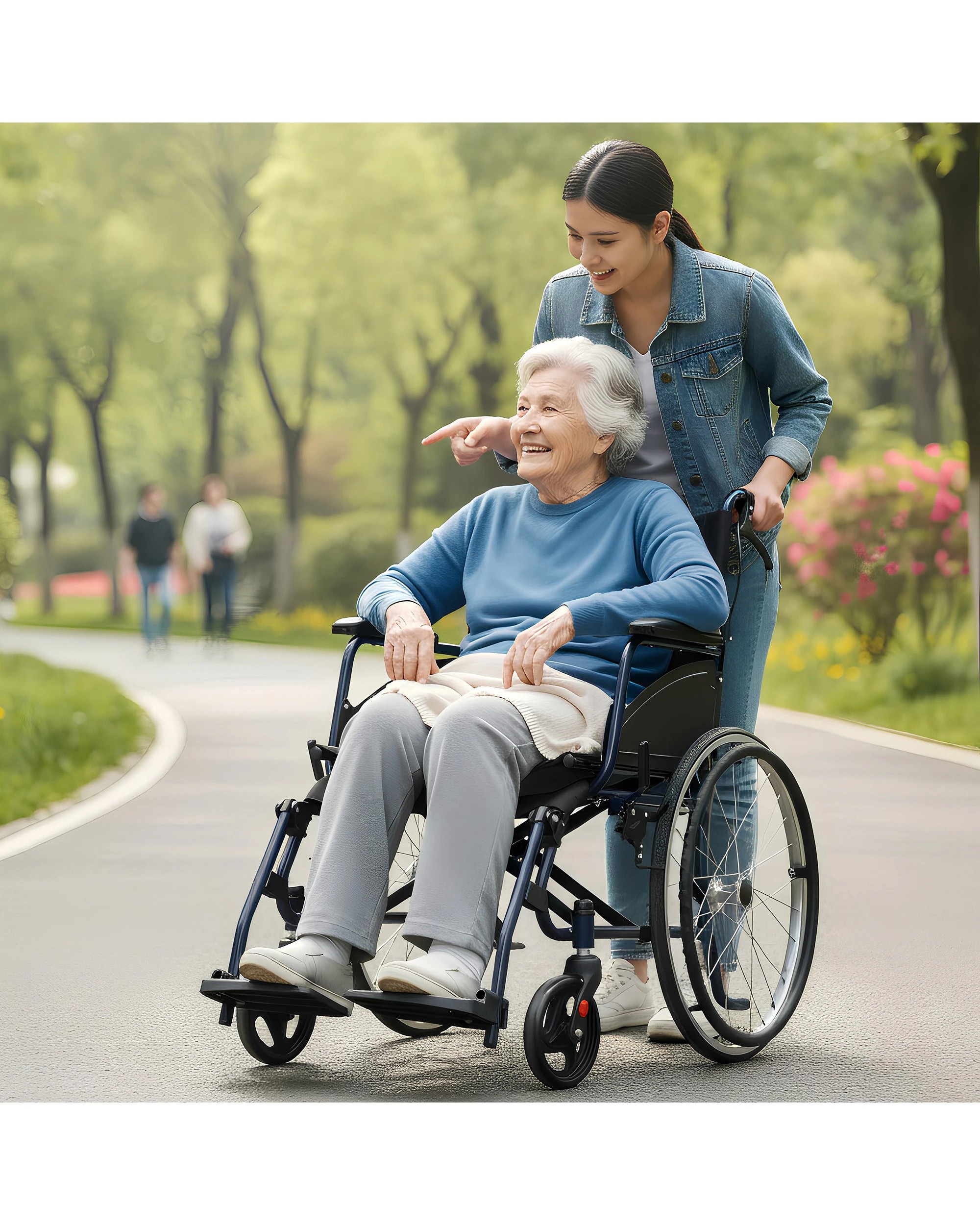 2 Orthonica Wheelchair 20in Wheel Chair Steel Frame Mobility Aid Self Propelled Foldable - Black, 2 of 7