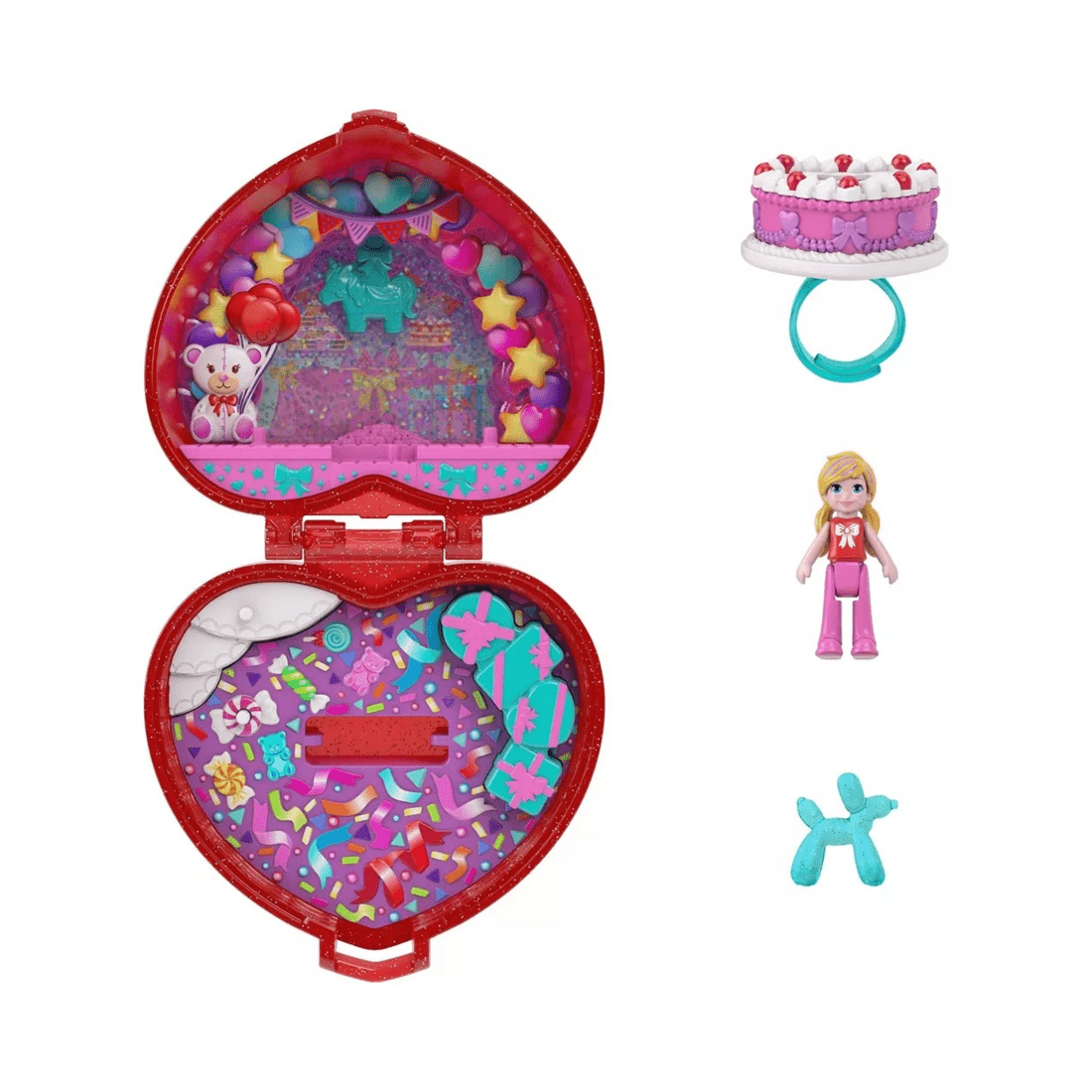 4 Mattel Polly Pocket Mattel 80th Anniversary Ruby Red Ring Box - Red, 4 of 5