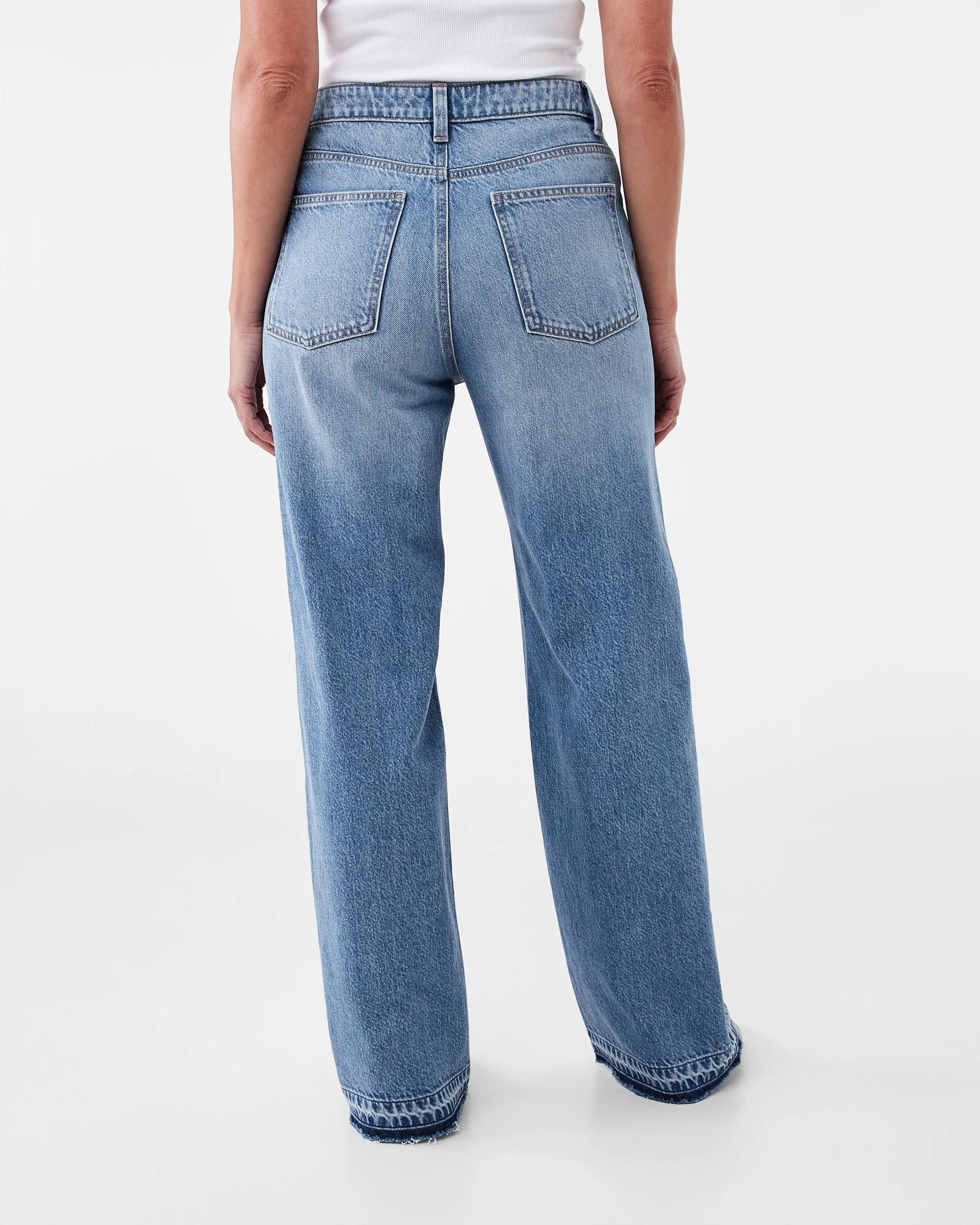 4 Straight Leg Undone Hem Jeans Mid Wash, 4 of 7