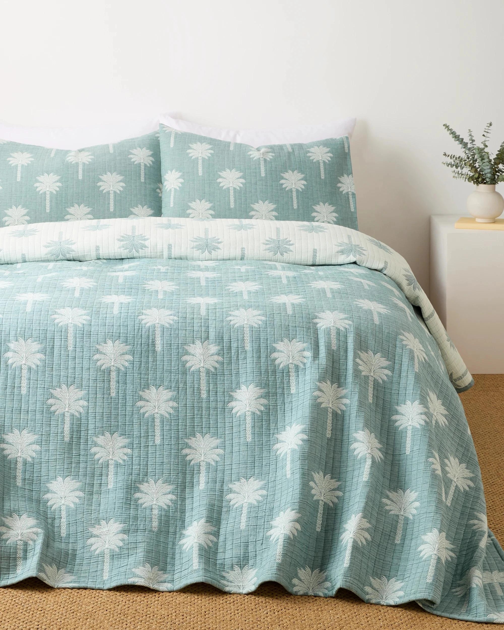 1 Target Asher Palm Coverlet Set - Super King Bed - Green, 1 of 3