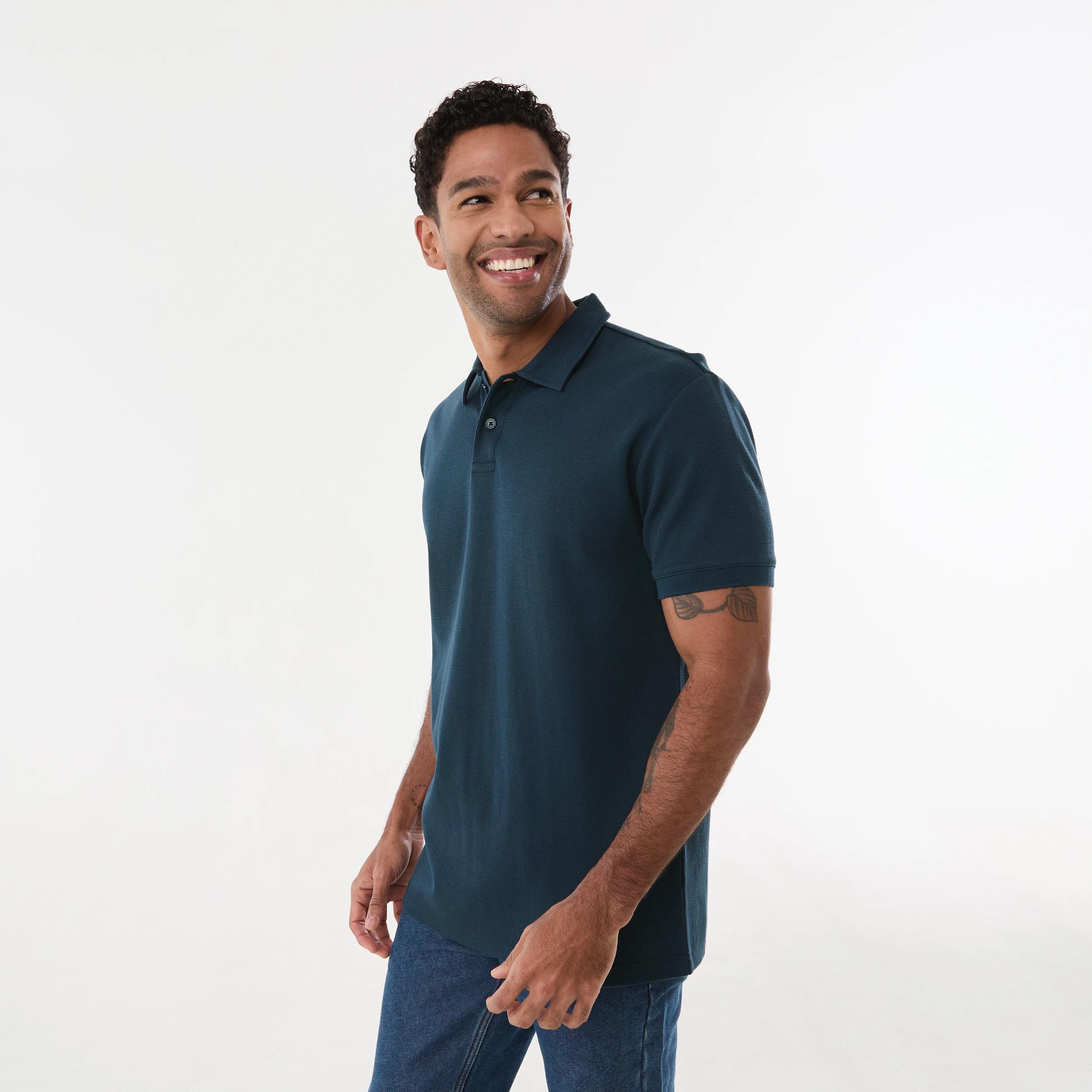 2 Textured Polo Shirt SPELL NAVY, 2 of 5