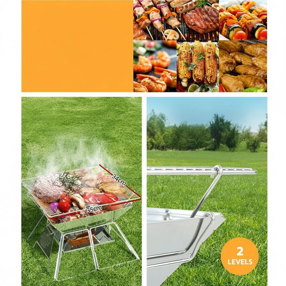 4 Grillz Fire Pit BBQ Grill with Carry Bag Portable - Silver, 4 of 5
