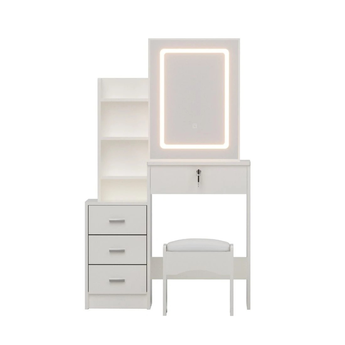 5 Artiss Dressing Table Vanity Desk Set Stool Led - White, 5 of 8