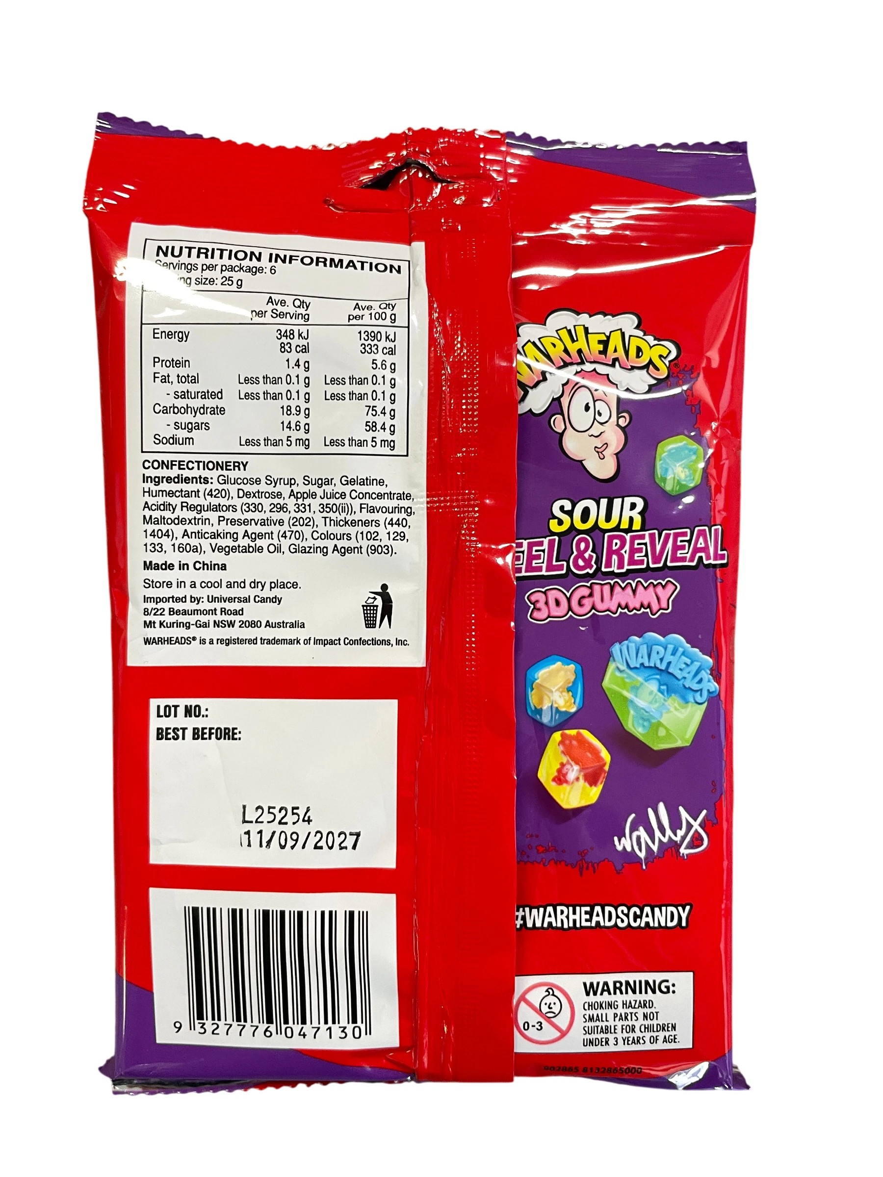2 Warheads Sour Peel & Reveal 3D Gummy Candy 150g, 2 of 2