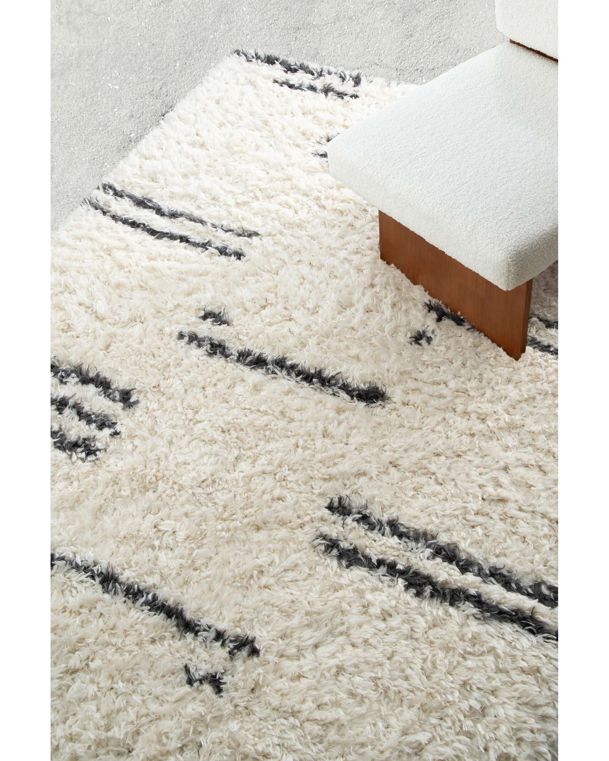 3 Loopsie Bao Striped Shag Rug-330cm x 240cm - White, 3 of 8