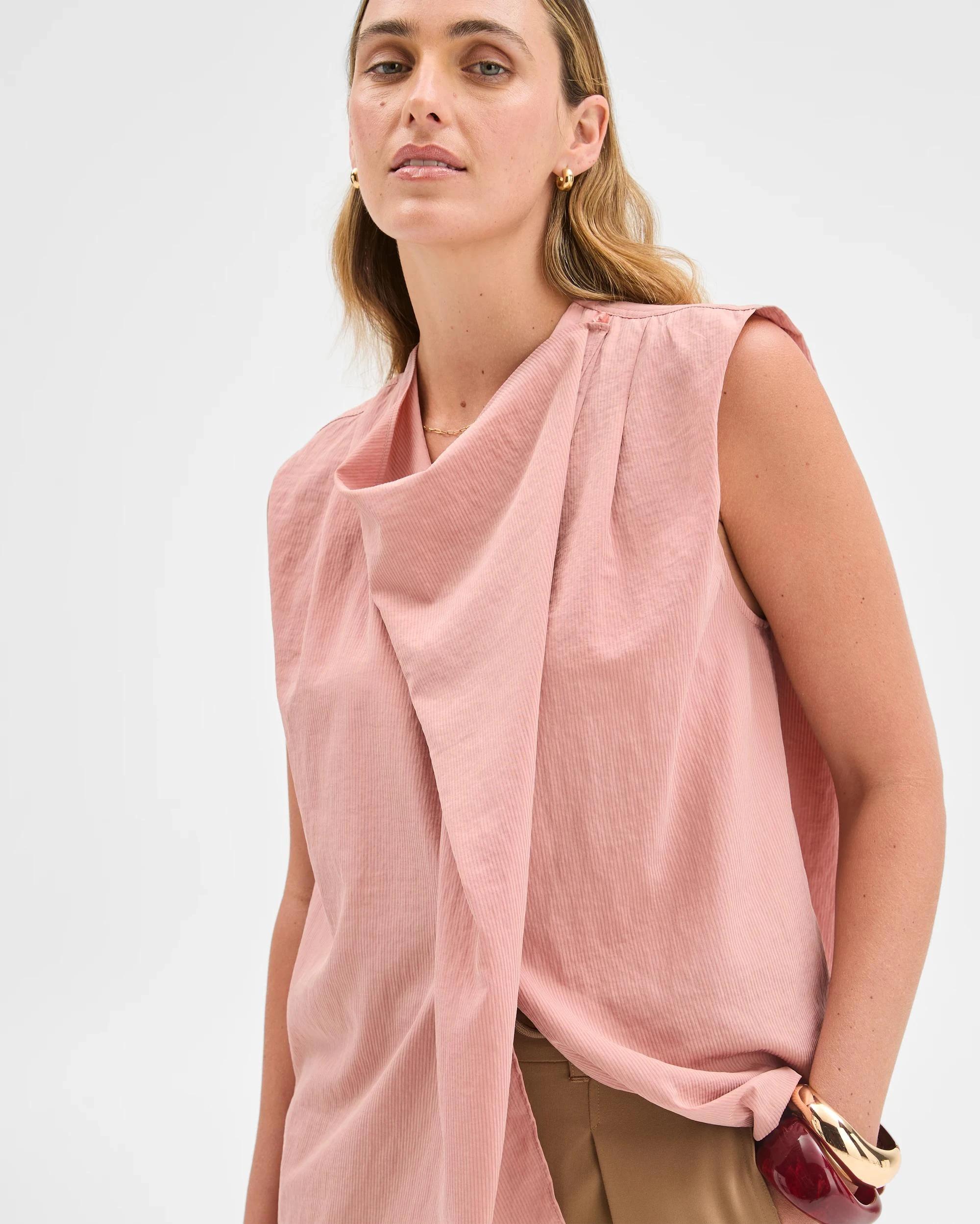 1 Target Sleeveless Scarf Draped Front Blouse BLUSH PINK, 1 of 7