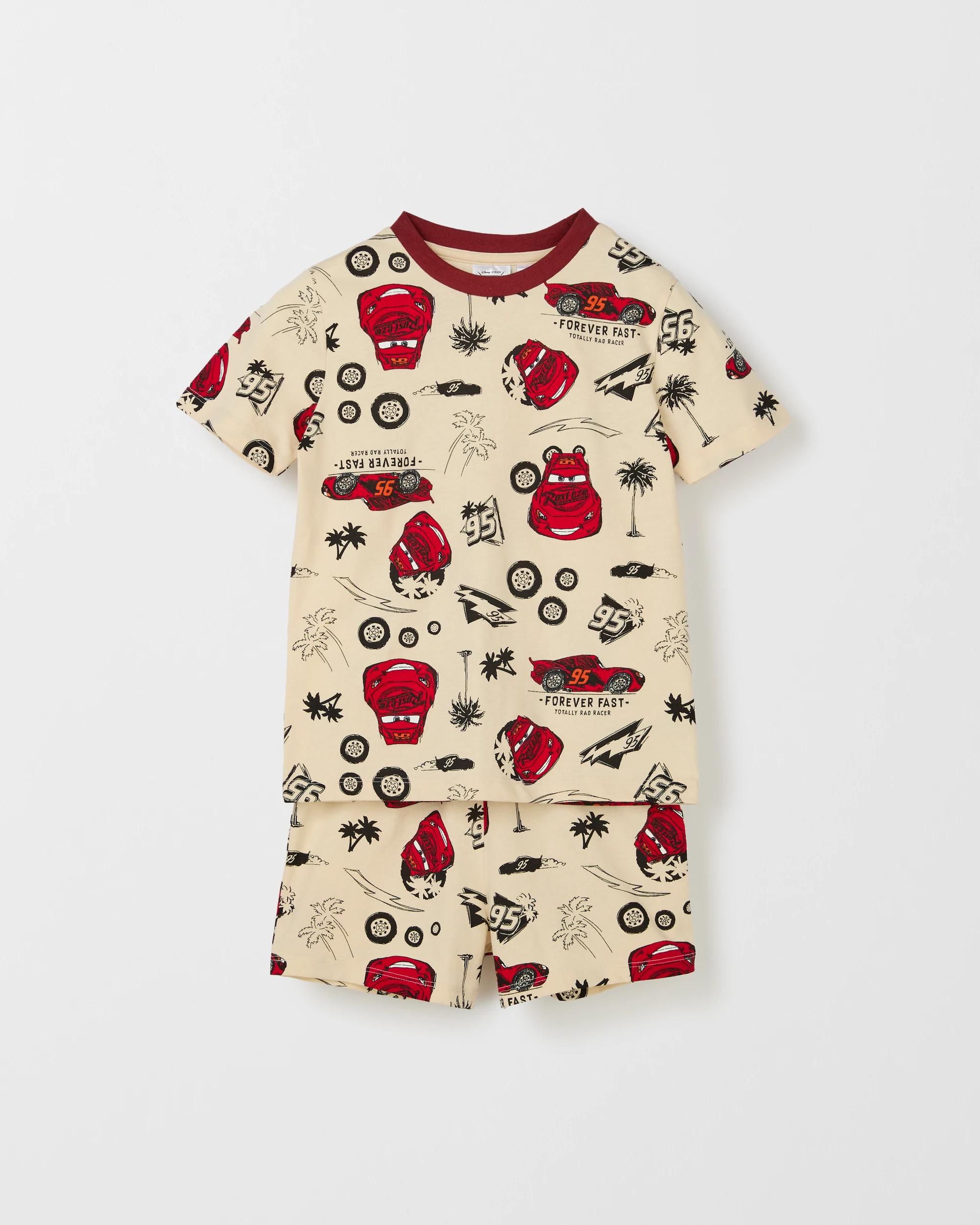 5 Disney Organic Cotton 2 Pack Younger Boys Top & Shorts Pyjama Set CARS, 5 of 7