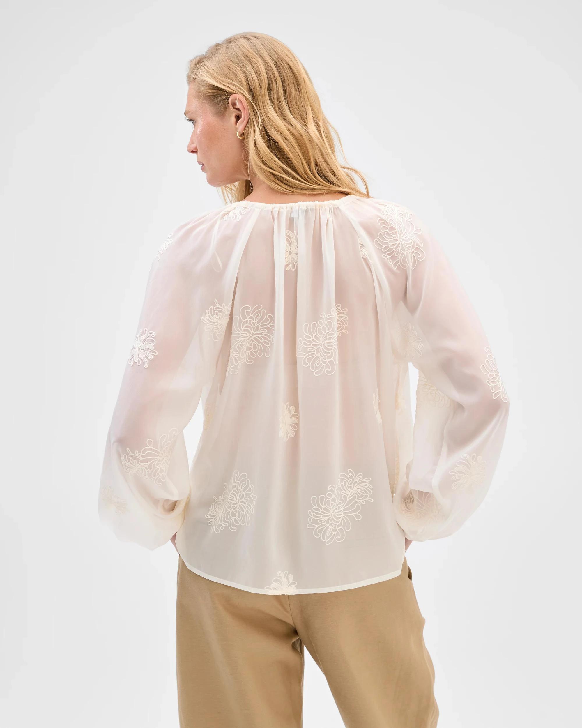 5 Preview Long Sleeve Embroidered Detail Blouse CLOUD DANCER, 5 of 6