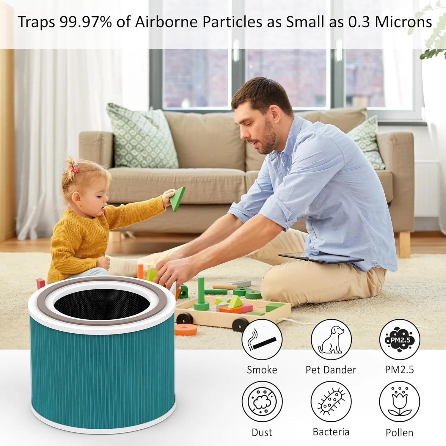 1 Arovec Air Purifier Bacterial Replacement Filter for Apex300 Genuine 2 Pack, 1 of 4