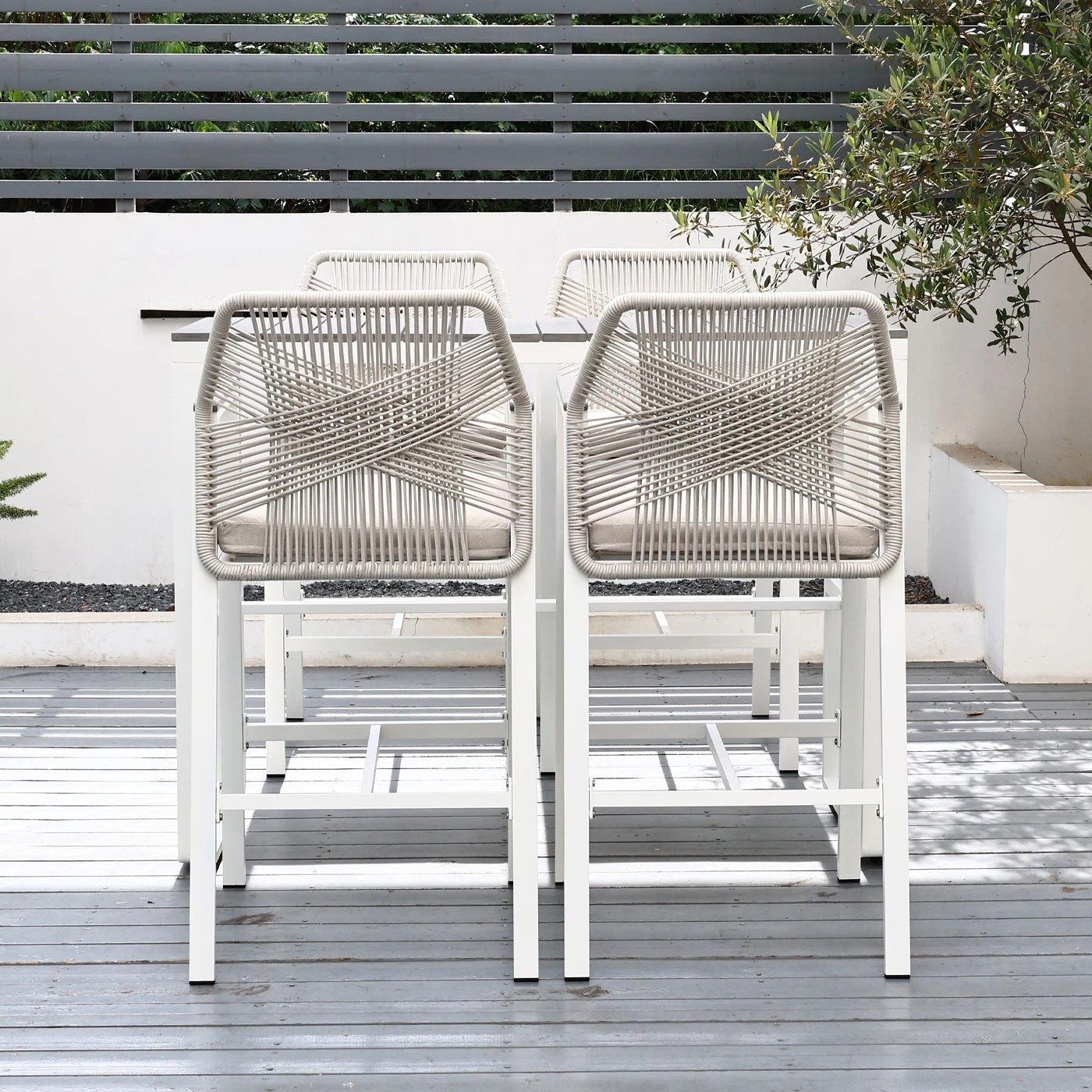 4 Moda Living Brighton White Aluminium 5-Piece Outdoor Bar Table & Stool Set - White, 4 of 10