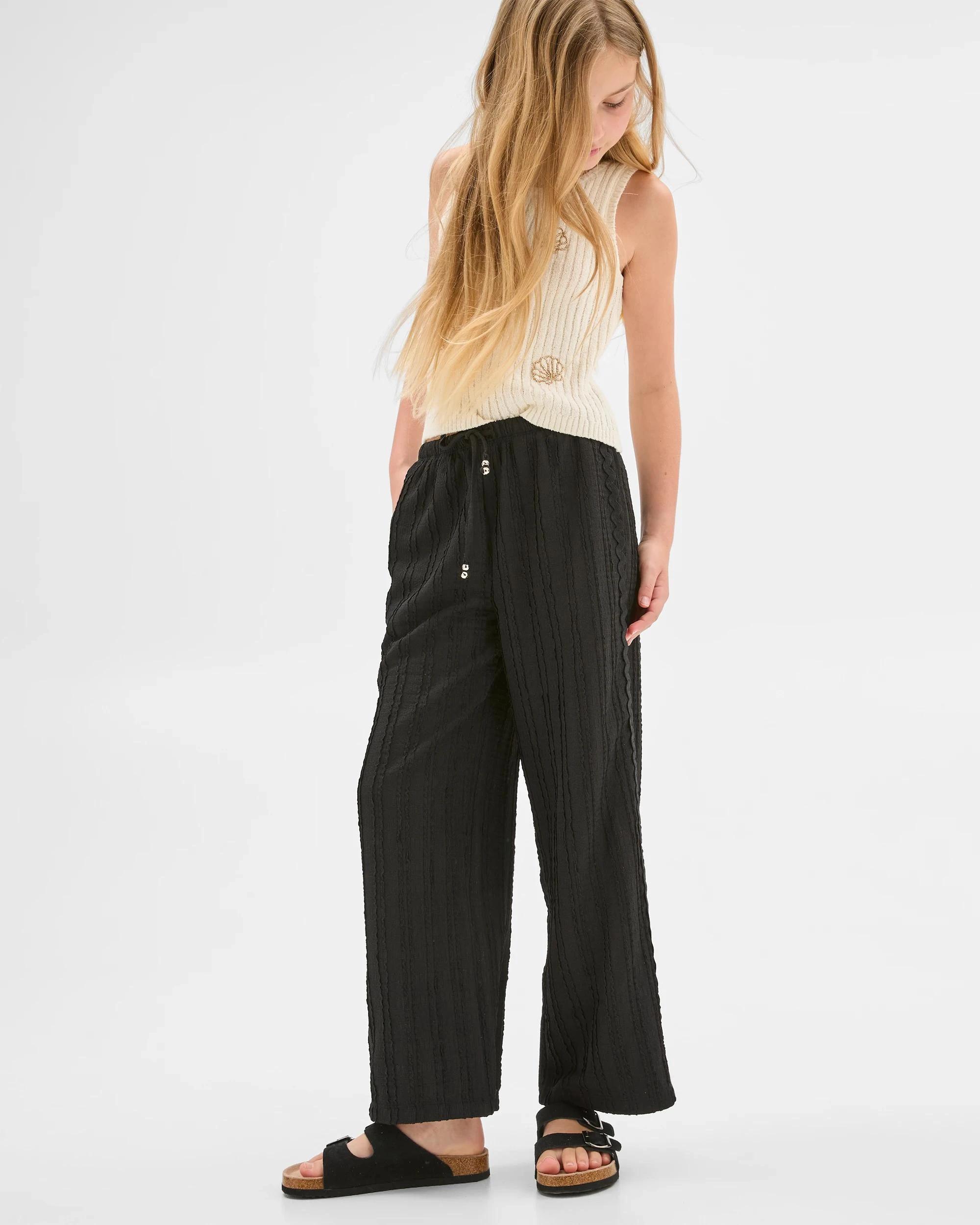 3 Target Older Girls Textured Wide Leg Pants BLACK BEAUTY, 3 of 6