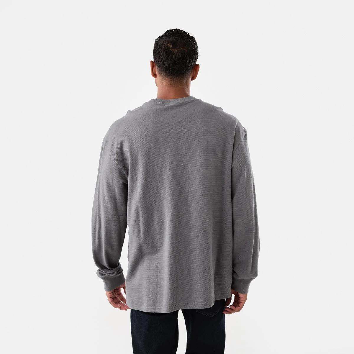 3 Long Sleeve Oversized Textured T-shirt Gry Seal, 3 of 5