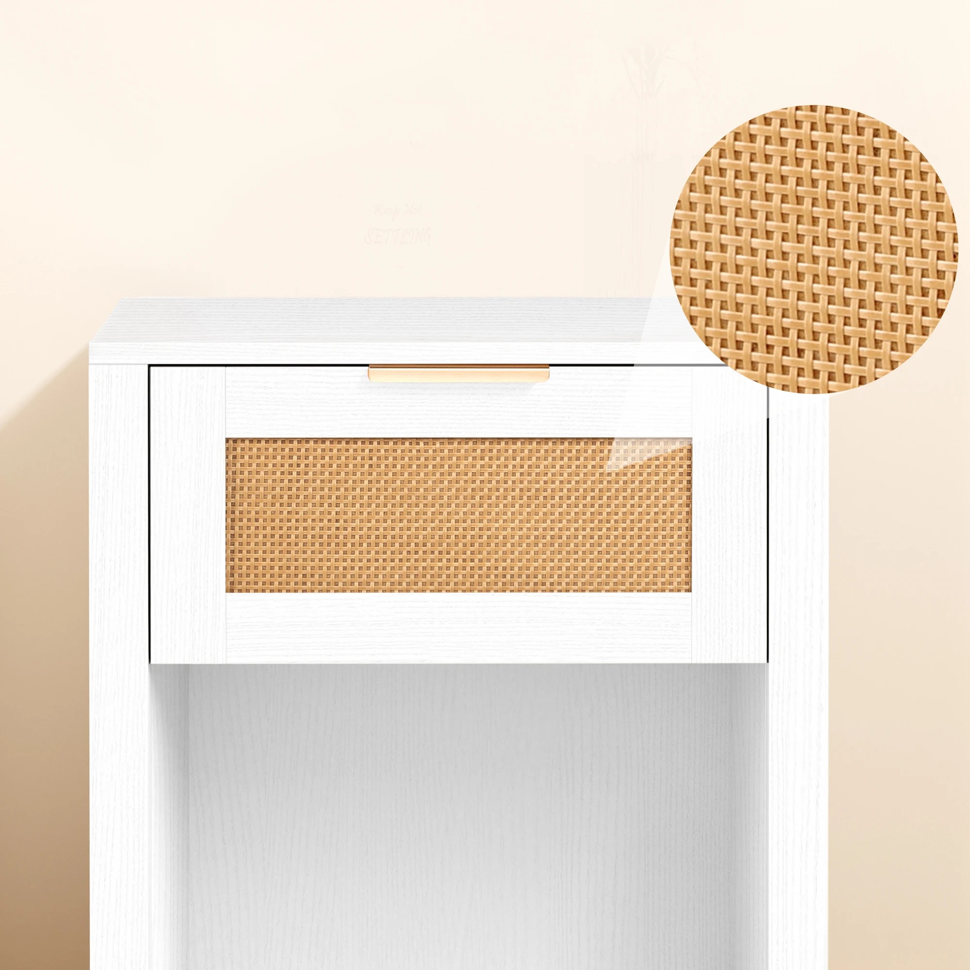 6 Alfordson Bedside Table Nightstand Side End 1 Drawer Storage Shelf - White, 6 of 10