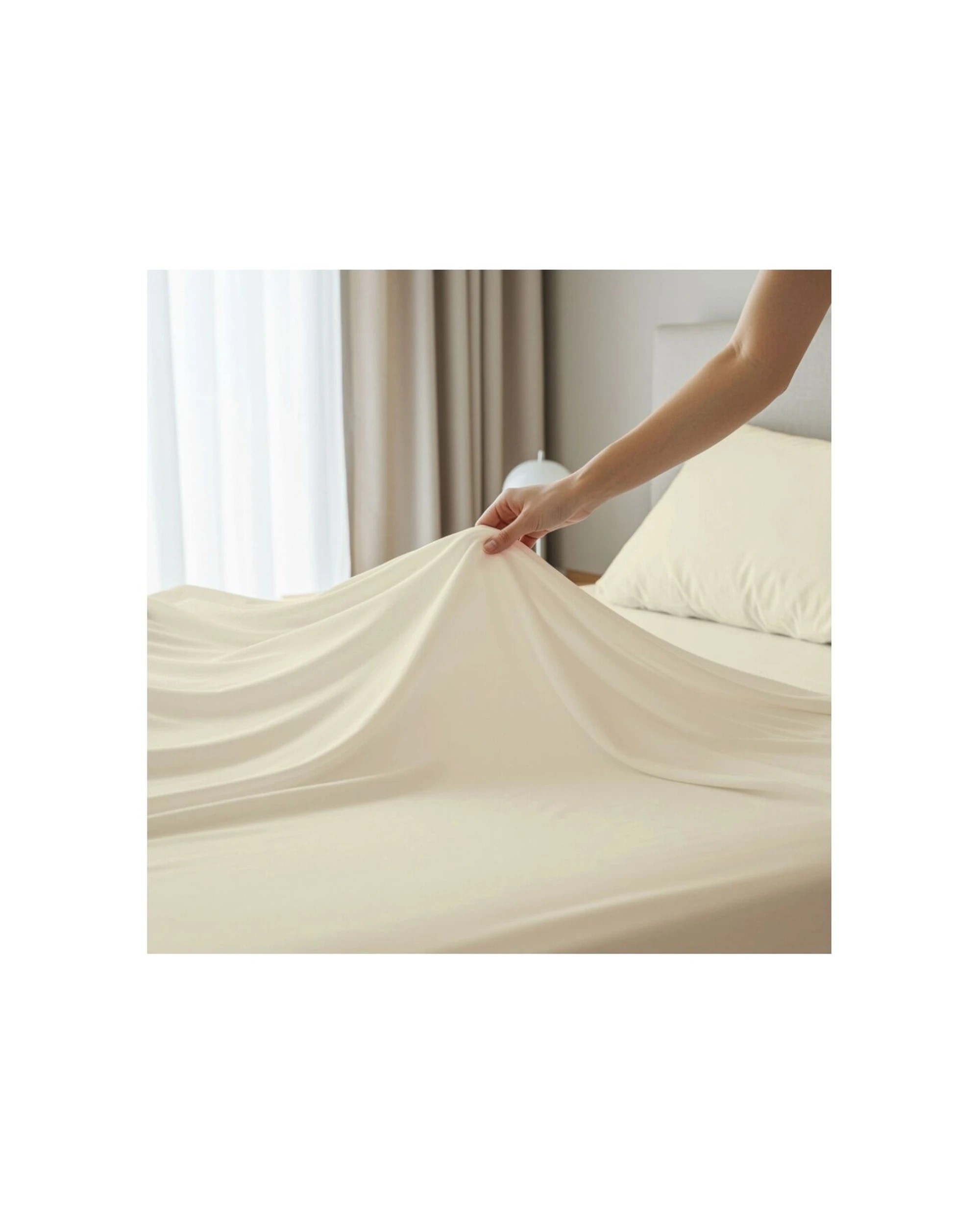 2 Grosvenor House Dyed Bamboo Cotton Bed Sheet Sets 400TC - King Bed - Natural, 2 of 3