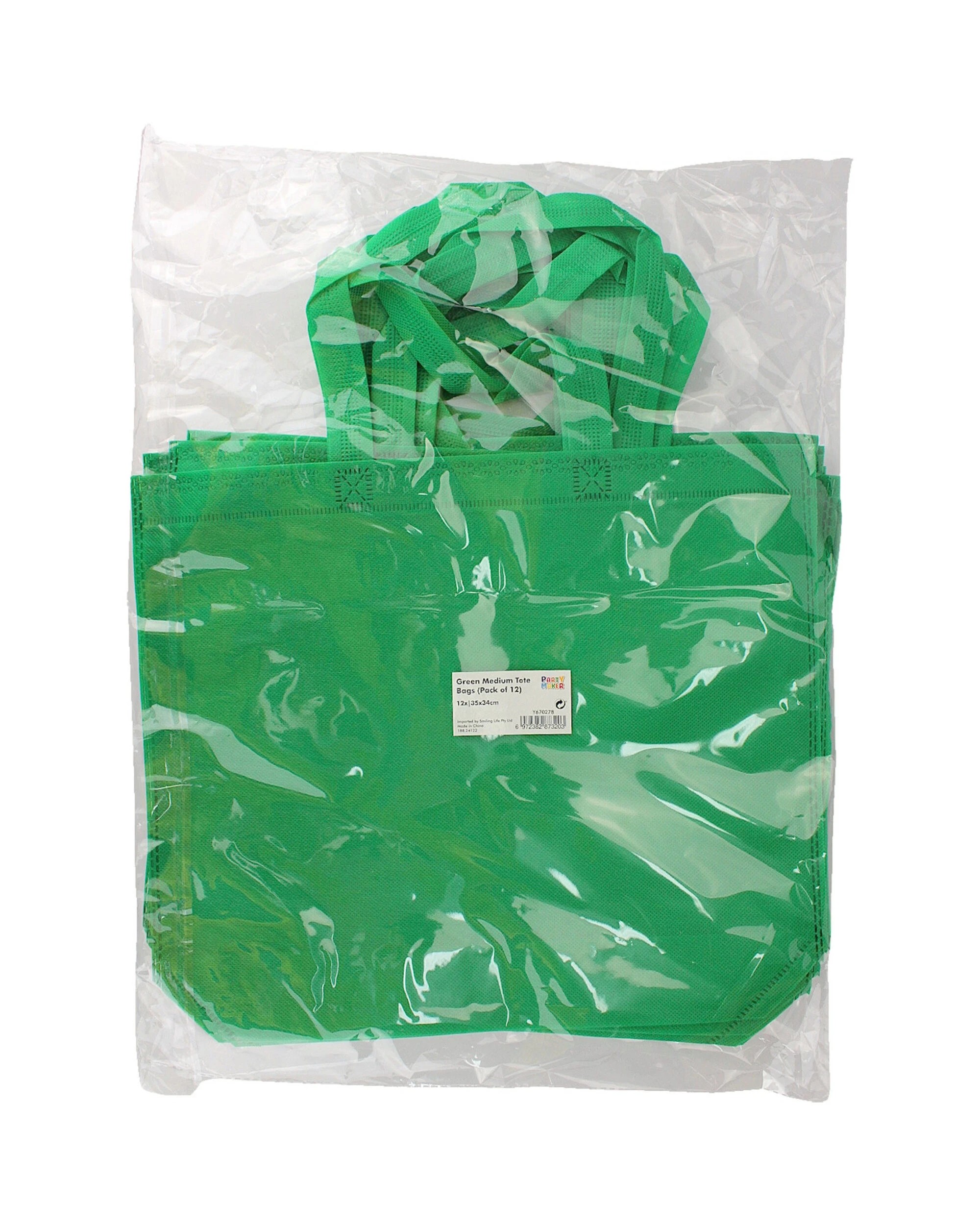 3 Partyrama Tote Bags Medium Pack of 12 - Green, 3 of 3