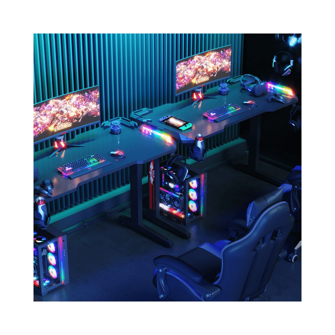 4 Advwin Gaming Desk 120cm With Rgb Led Light Computer Desk, 4 of 6