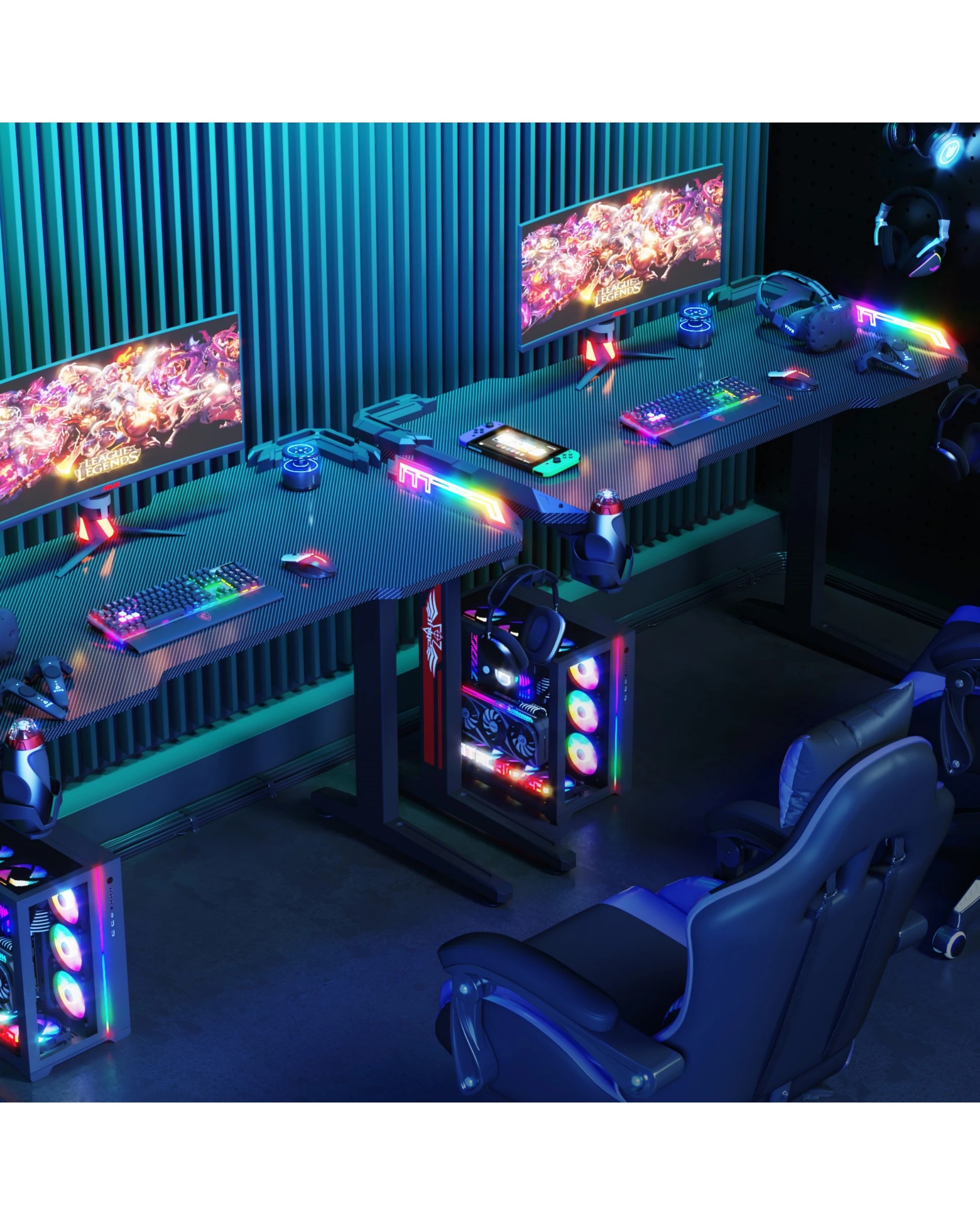 4 Advwin Gaming Desk 120cm With Rgb Led Light Computer Desk, 4 of 6