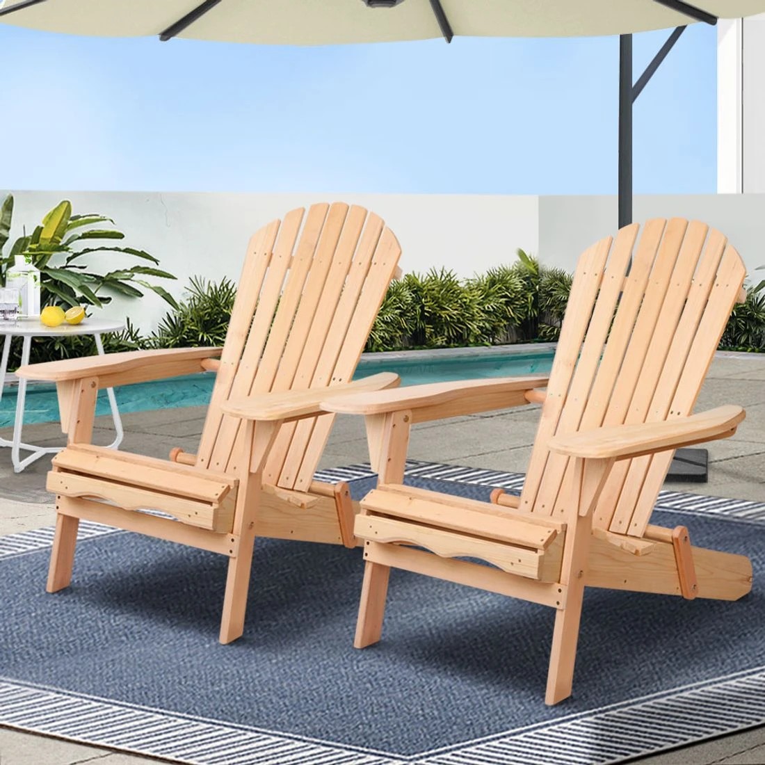 3 Gardeon Adirondack Outdoor Chairs - Natural, 3 of 4