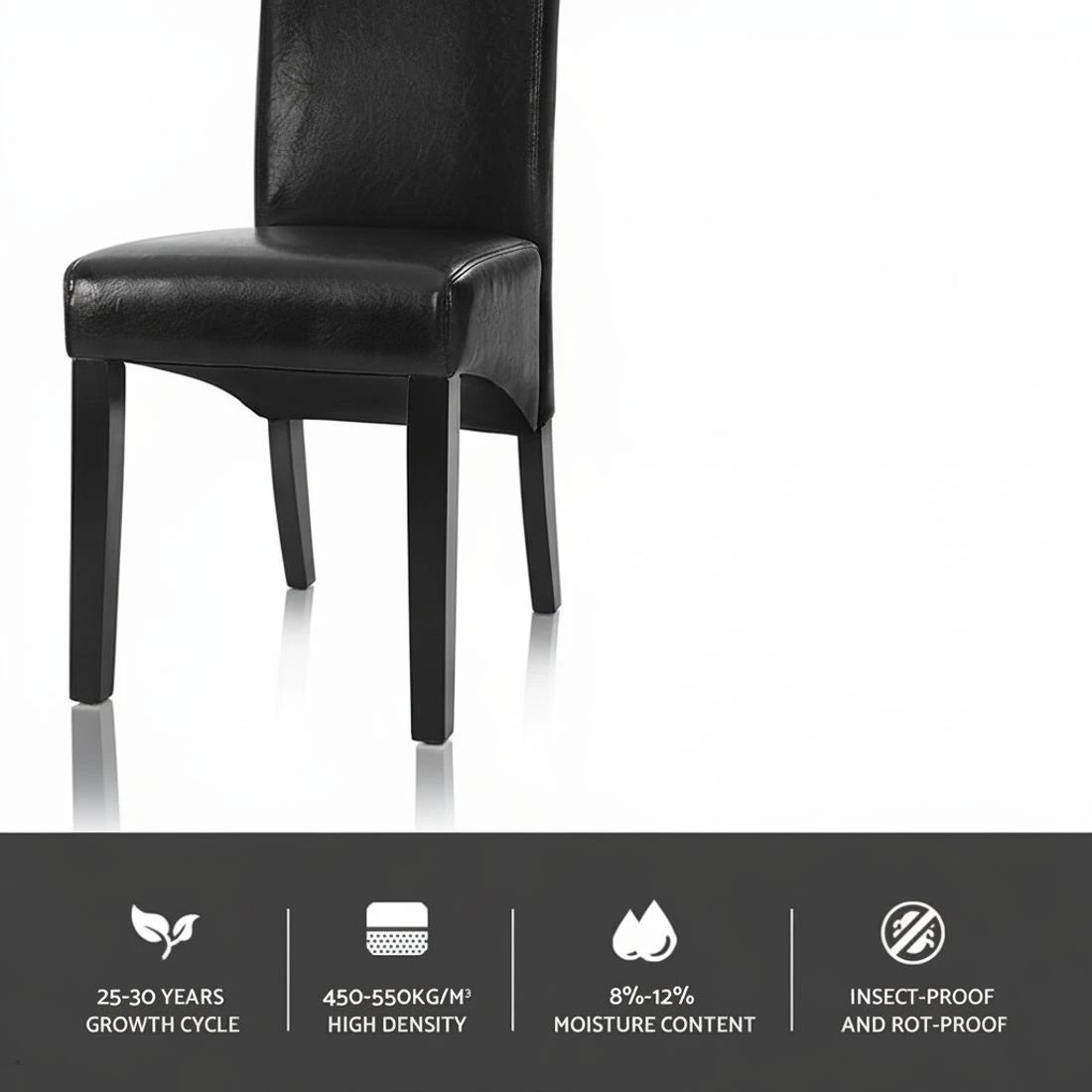 4 Artiss Dining Chairs Set of 4 Leather Parsons Chair - Black, 4 of 5