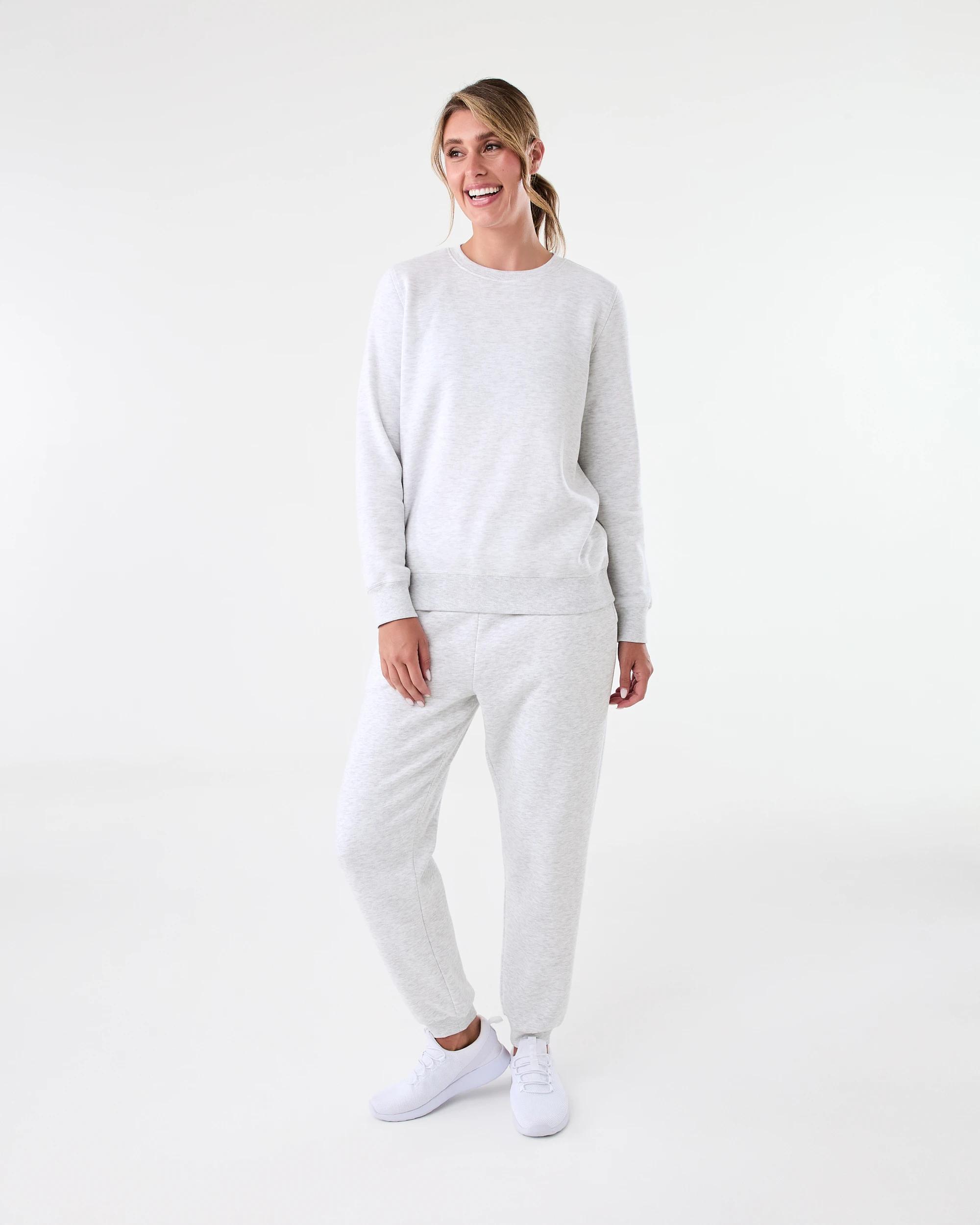 7 Active Womens Basic Crew Neck Sweatshirt Heather, 7 of 7