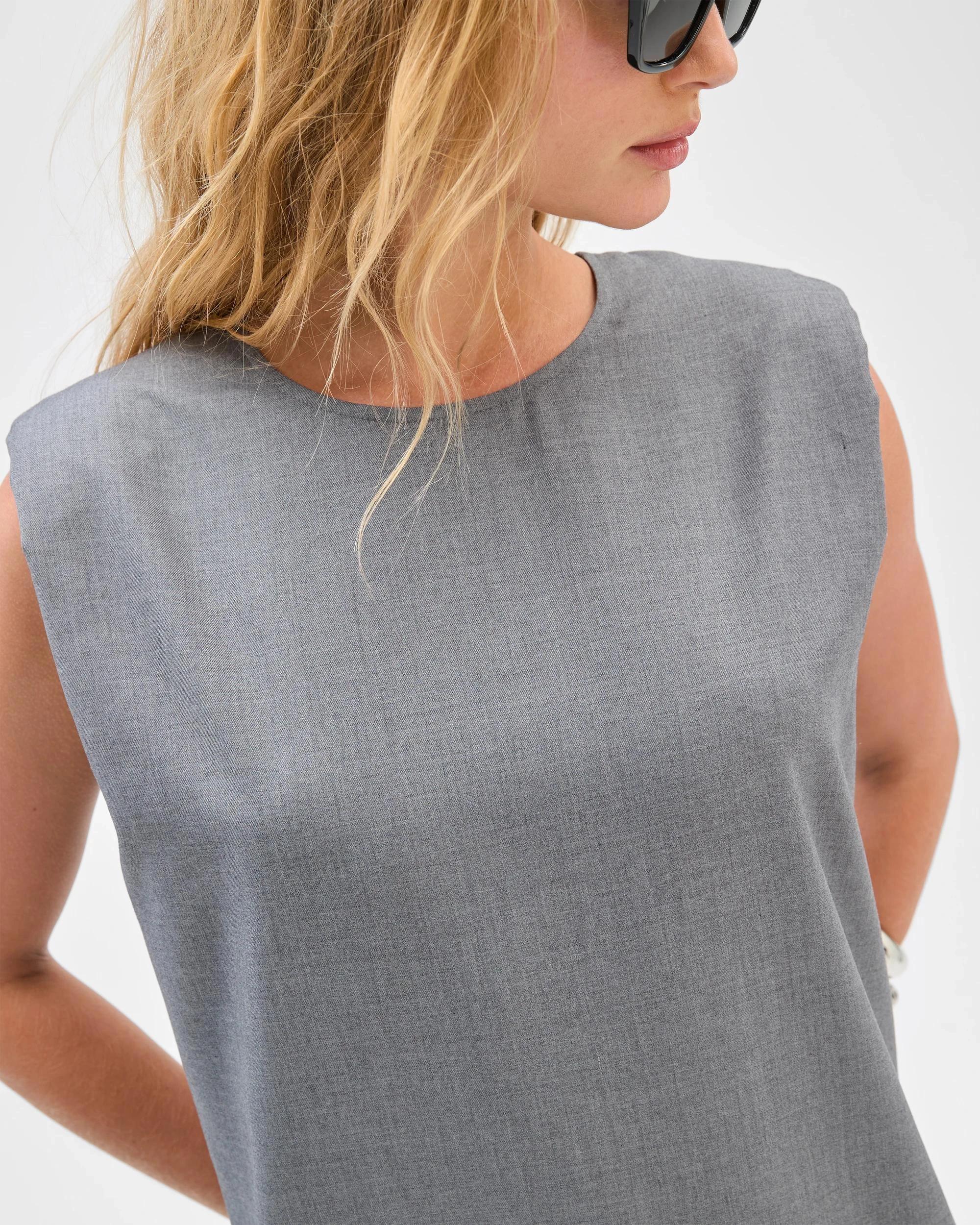 6 Preview Sleeveless Midi Length Column Dress GREY, 6 of 7