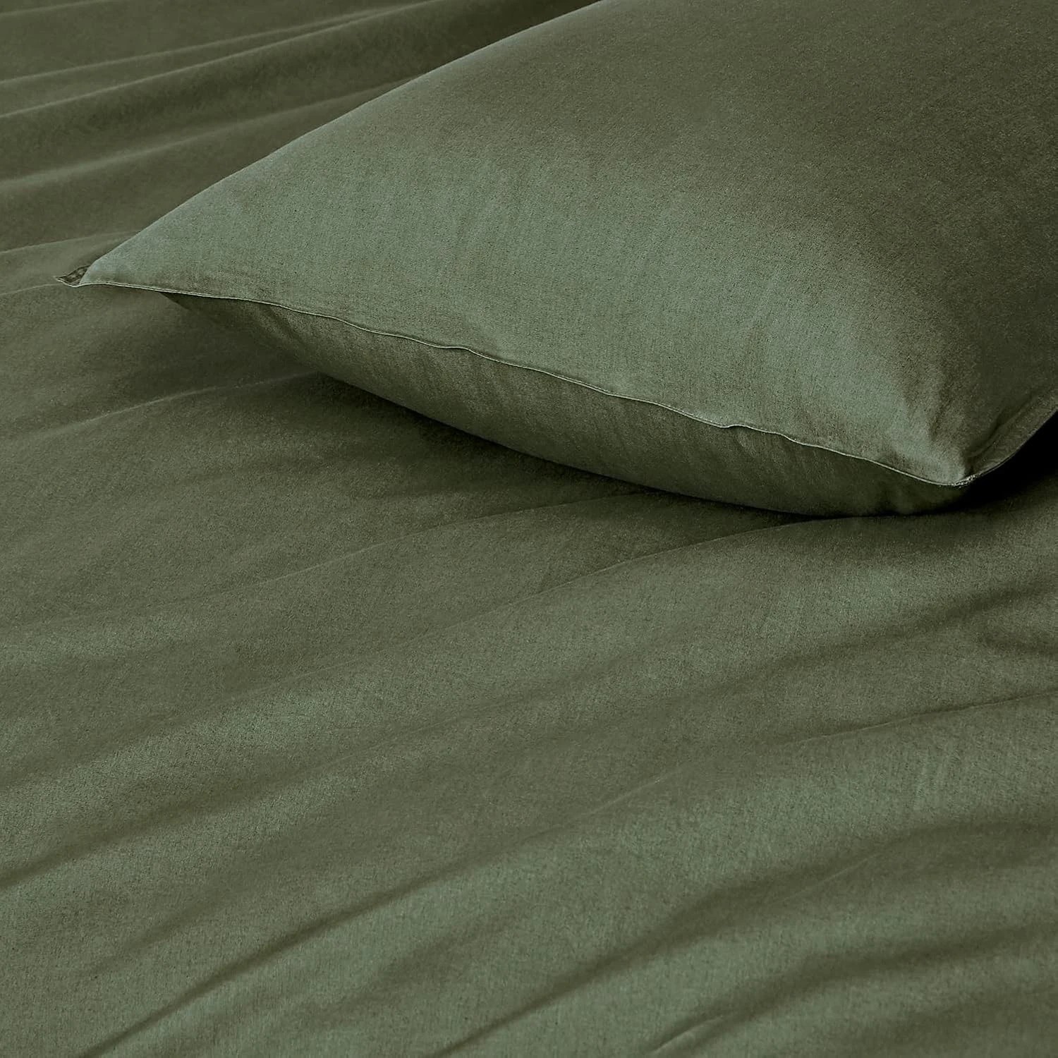 3 Gioia Casa Vintage Washed Cotton Quilt Cover Set Soft Breathable - Double Bed - Khaki Green, 3 of 4