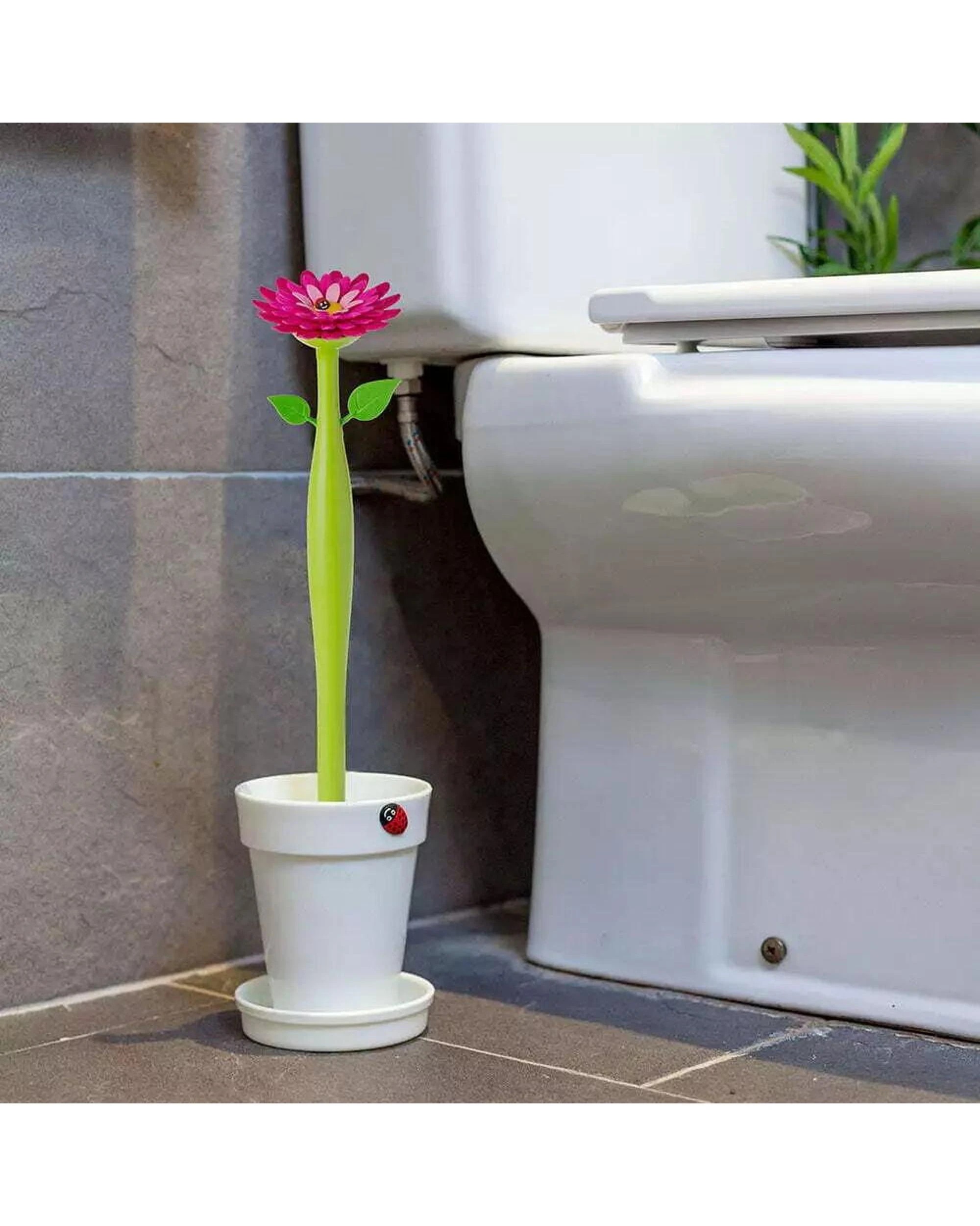 4 Vigar Flex Flower Power White Toilet Brush Set - White, 4 of 4