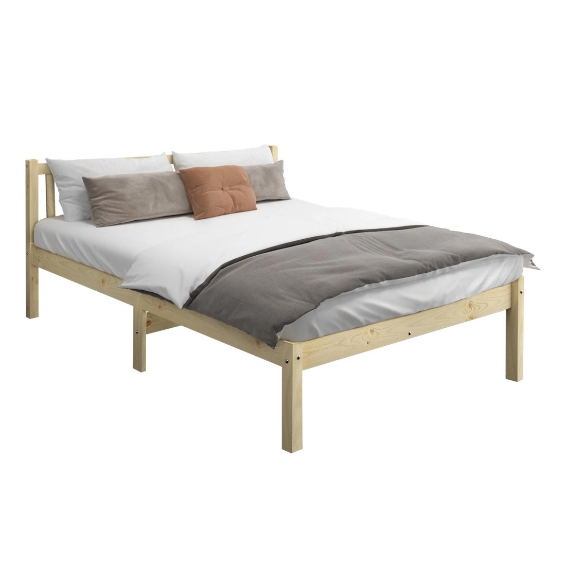 1 Oikiture Bed Frame Double Size Wooden Timber Platform Bedroom
 - Natural, 1 of 10
