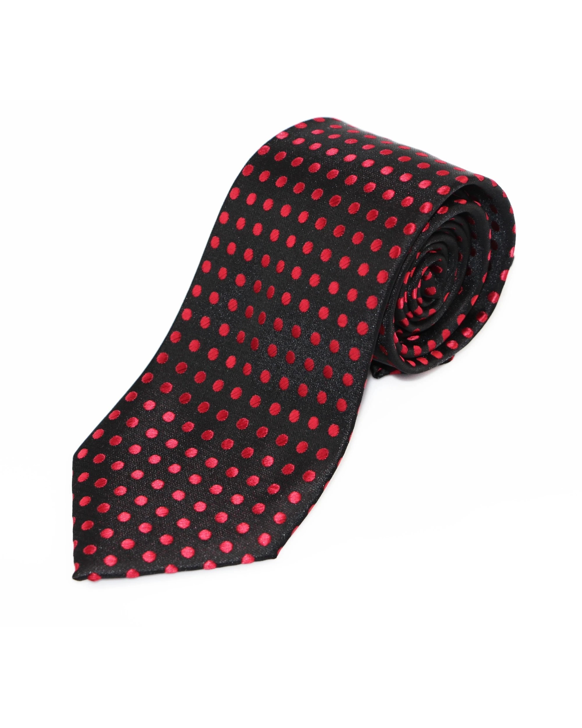 2 Zasel Mens Black & Red Mini Polka Dot Patterned 8cm Neck Tie - Multi, 2 of 3