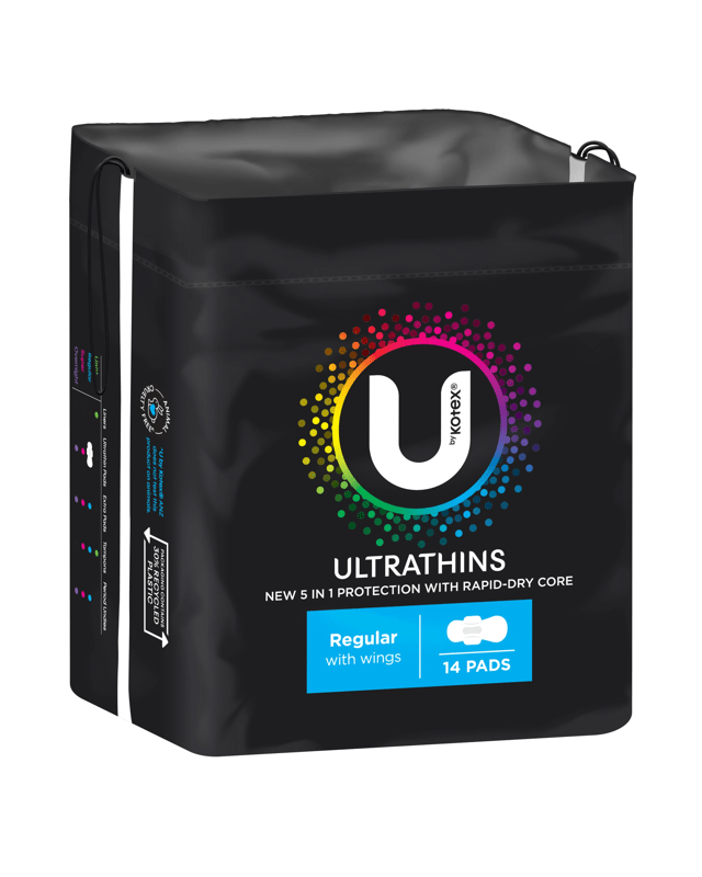 U By Kotex 14 Pack Ultrathin Regular Pads with W