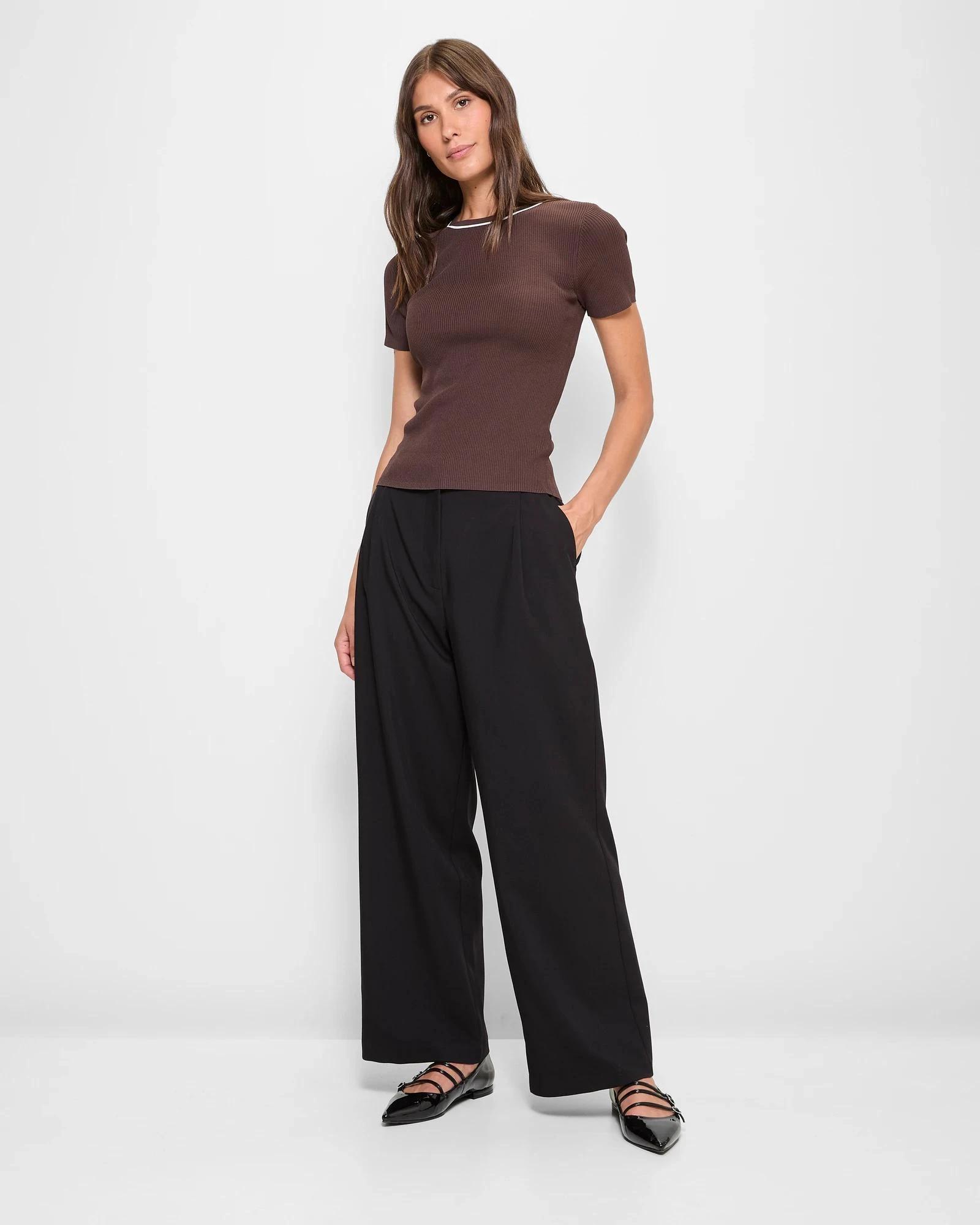 1 Preview Classic Pleat Front Wide Leg Pants BLACK, 1 of 6
