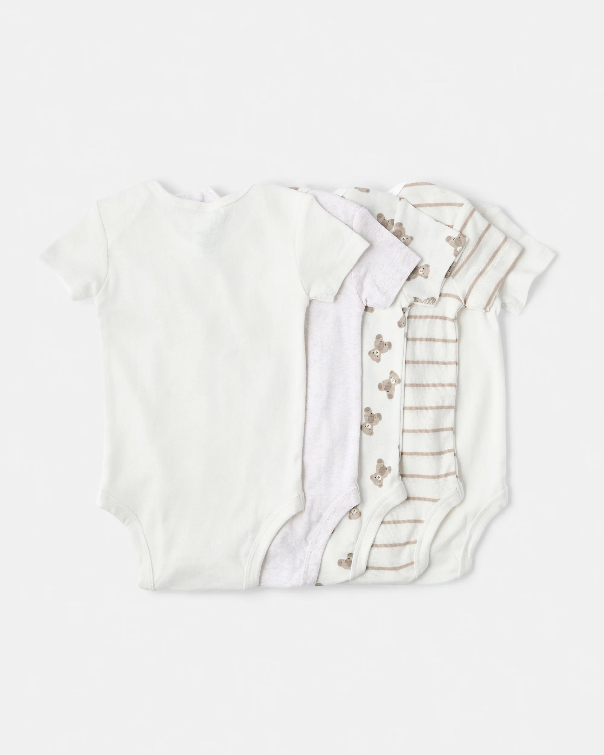 2 5 Pack Short Sleeve Bodysuits Bear, 2 of 10