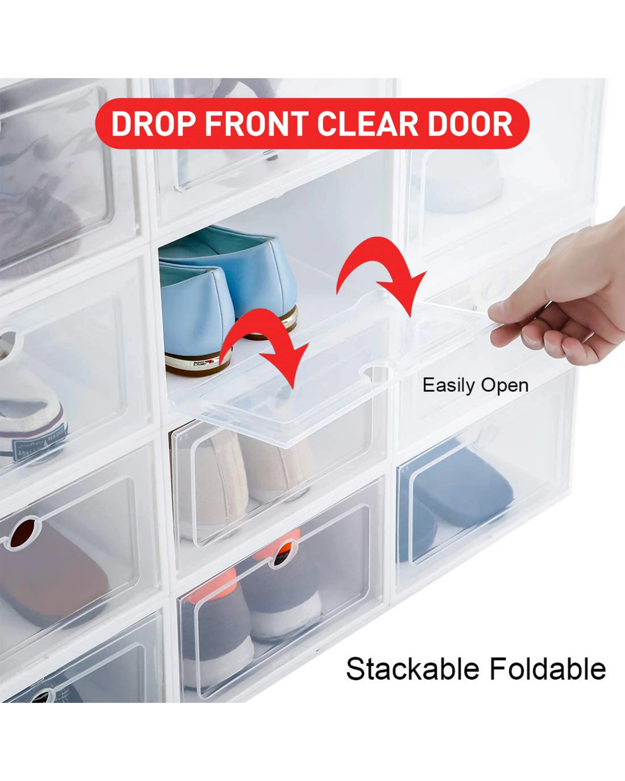 8 Advwin 15Pcs Shoe Storage Case Display Box Stackable Sneaker Rack Plastic, 8 of 8