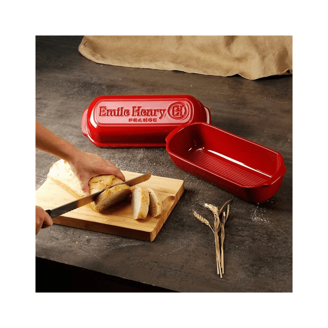 2 Emile Henry 39cm Ceramic Bread Loaf Baker Dish Oven Baking Rect Lrge Charcoal
 - Charcoal, 2 of 7