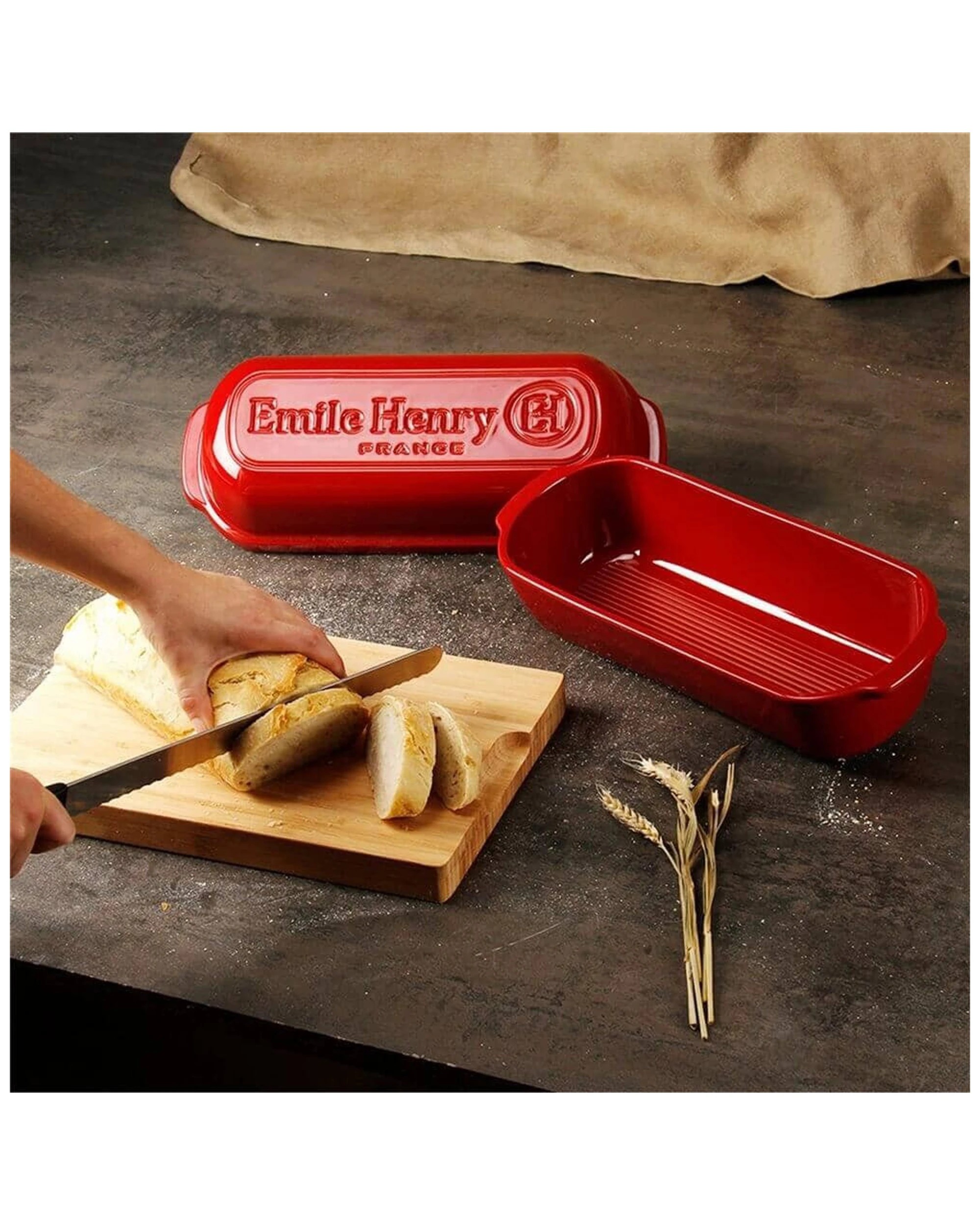 2 Emile Henry 39cm Ceramic Bread Loaf Baker Dish Oven Baking Rect Lrge Charcoal
 - Charcoal, 2 of 7