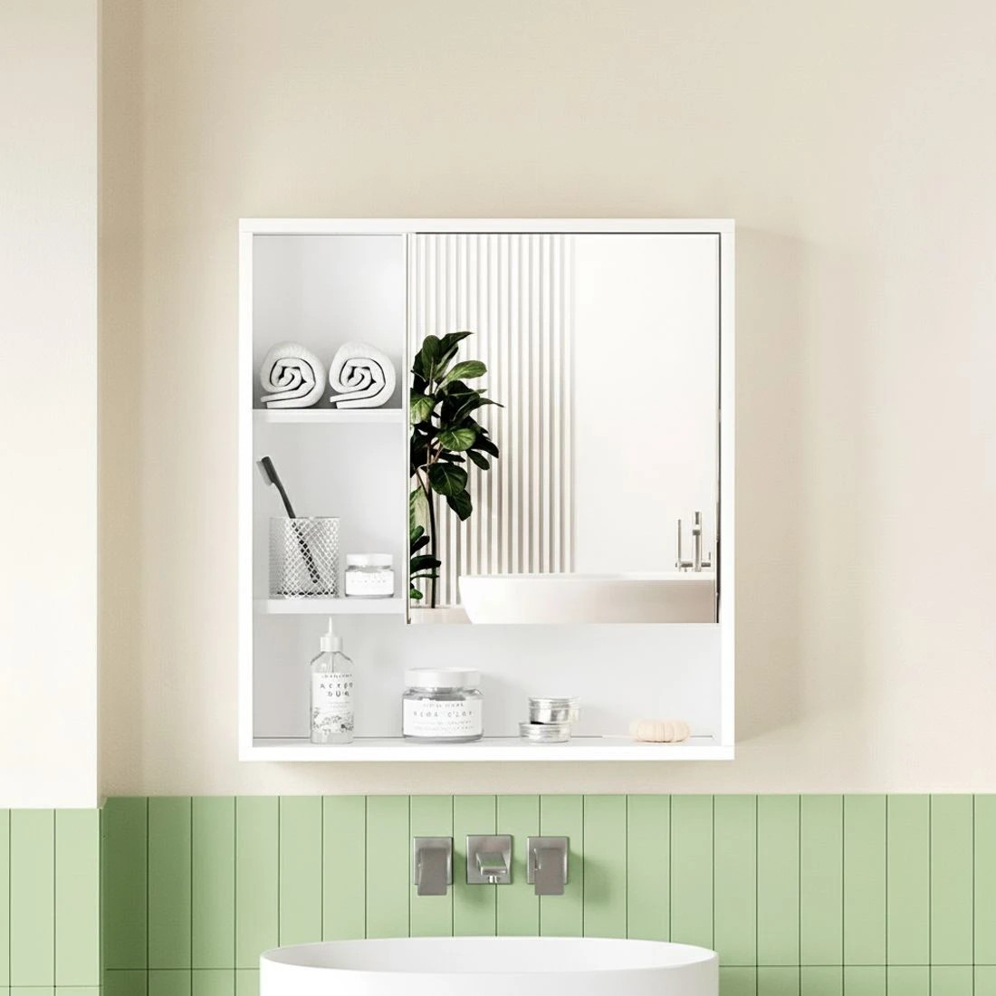 2 Cefito Bathroom Mirror Cabinet Mirro Medicine Adjustable Shelf Wall Mounted - White, 2 of 5
