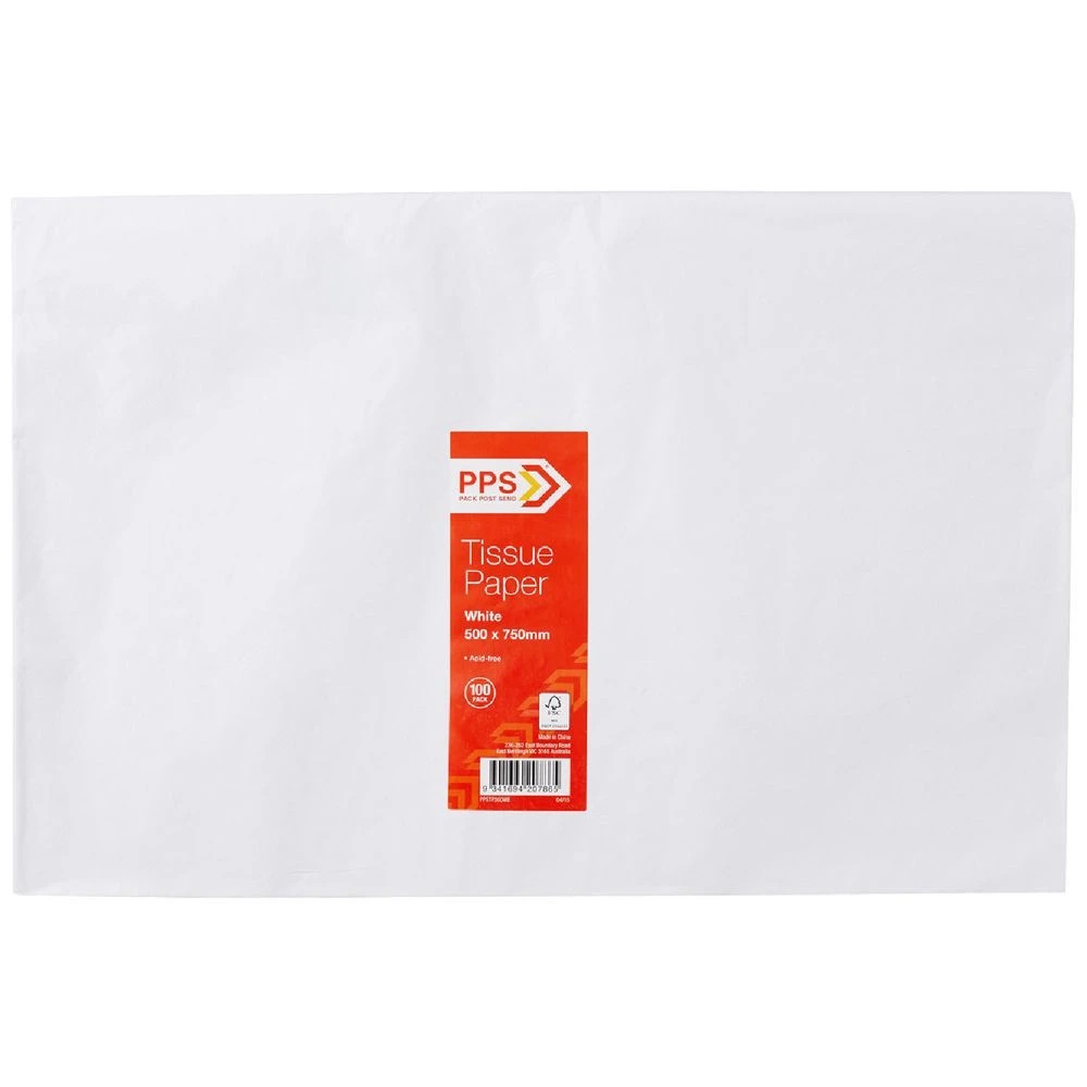 1 PPS Tissue Paper 500 x 750mm 100 Pack White, 1 of 2