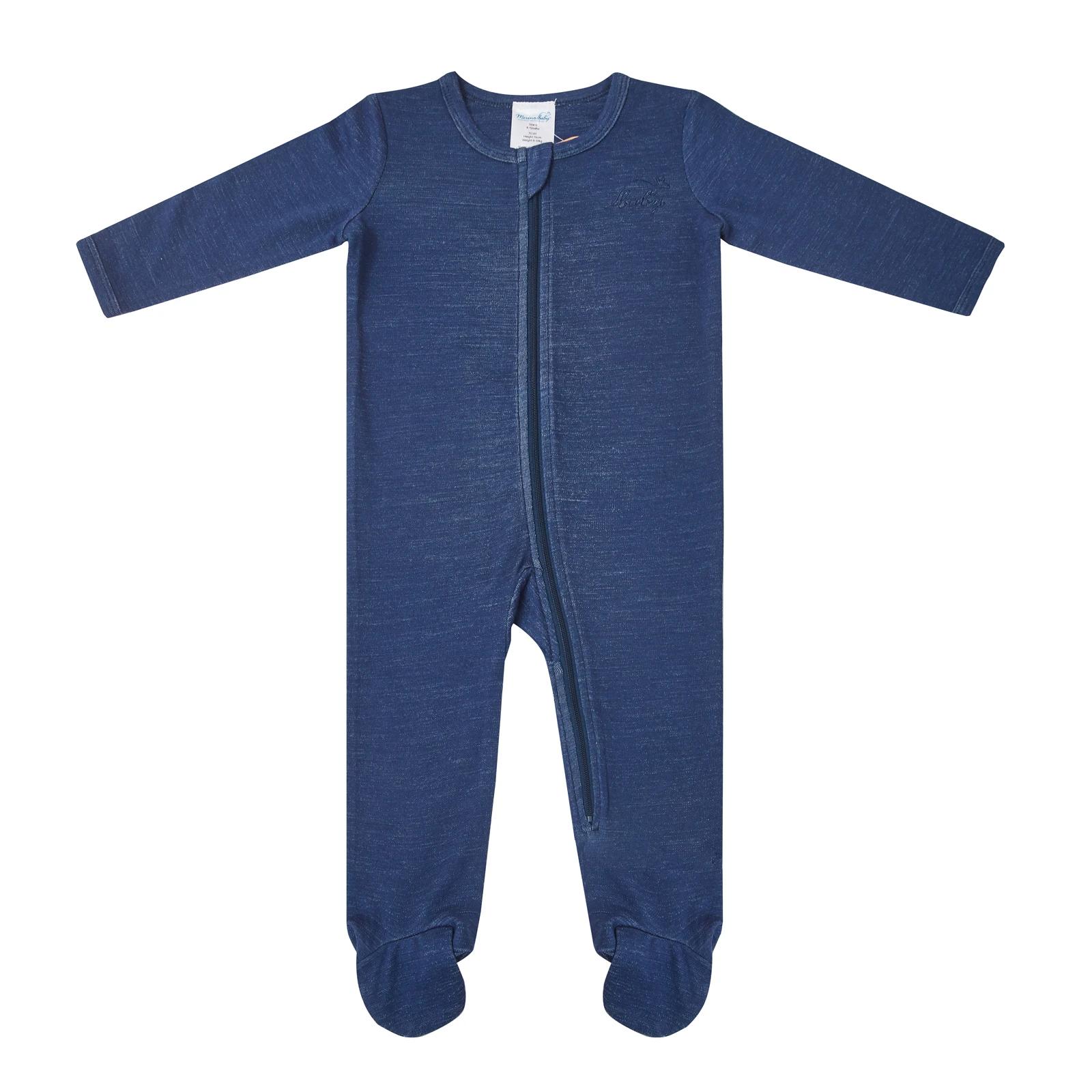 1 Merino Baby Australian Merino wool Merino Coverall-Navy Marle NAVY MARLE, 1 of 6
