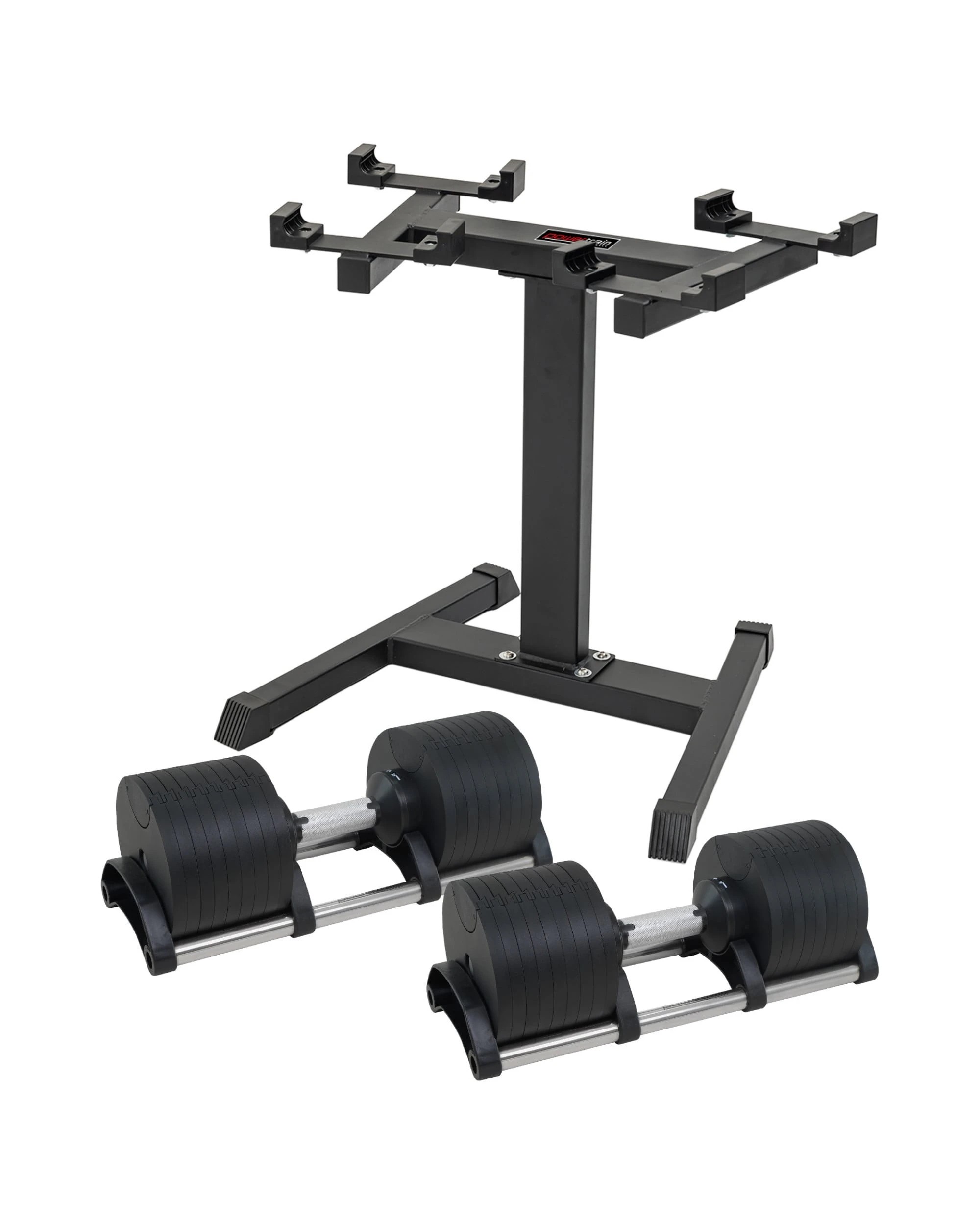 6 Powertrain Eon Black Dial Up 45KG Adjustable Dumbbell Pair with Stand 9 Weight Options, 6 of 9