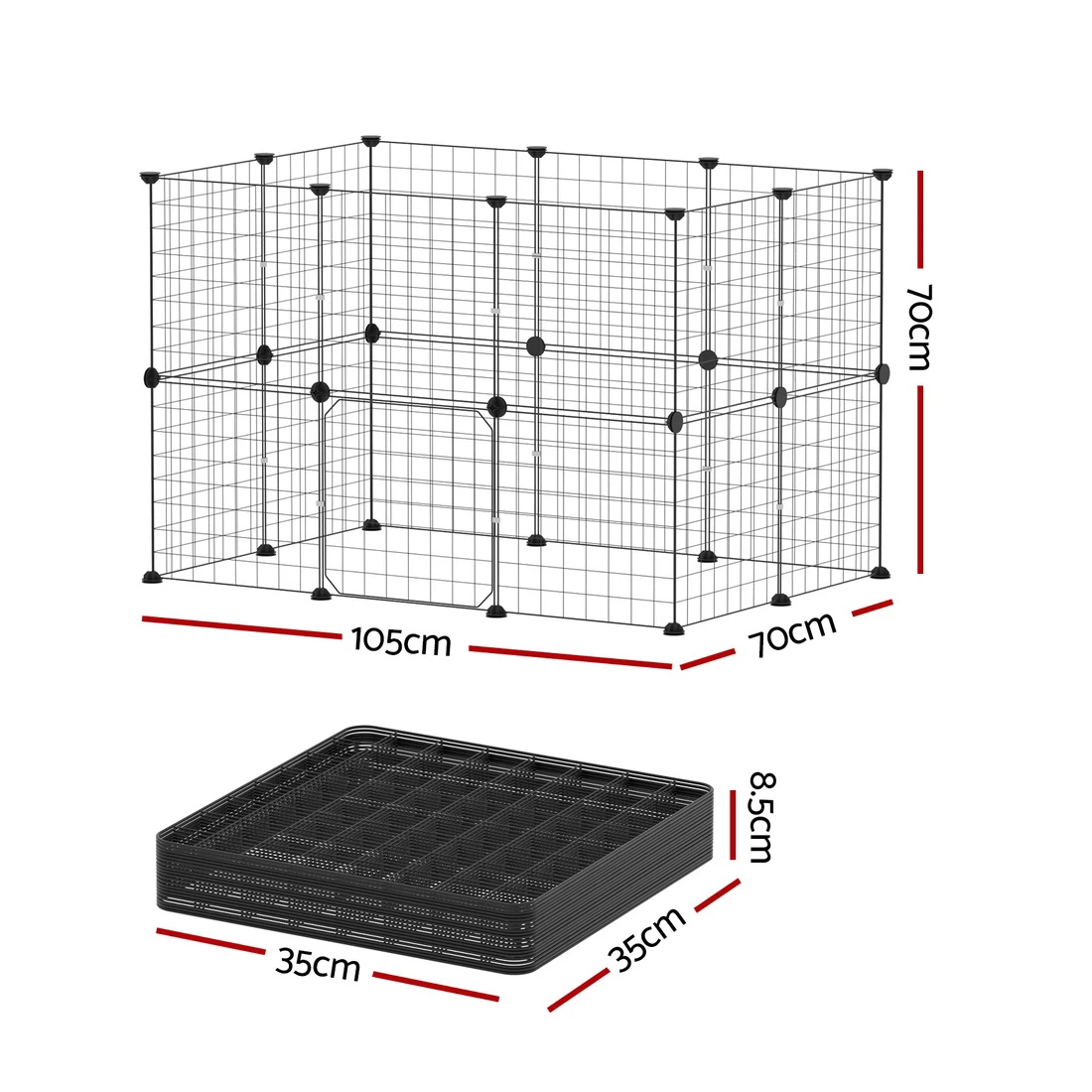 2 i.Pet Pet Dog Playpen Enclosure Cage 20 Panel Puppy Fence Play Pen Foldable Metal - Black, 2 of 6
