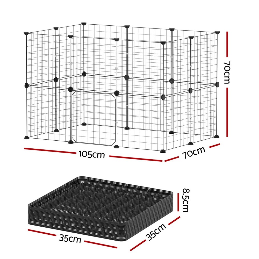 2 i.Pet Pet Dog Playpen Enclosure Cage 20 Panel Puppy Fence Play Pen Foldable Metal - Black, 2 of 6