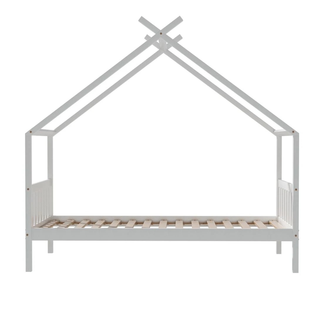 3 Artiss Bed Frame Wooden Base Kids Single Timber House Beds - White, 3 of 10