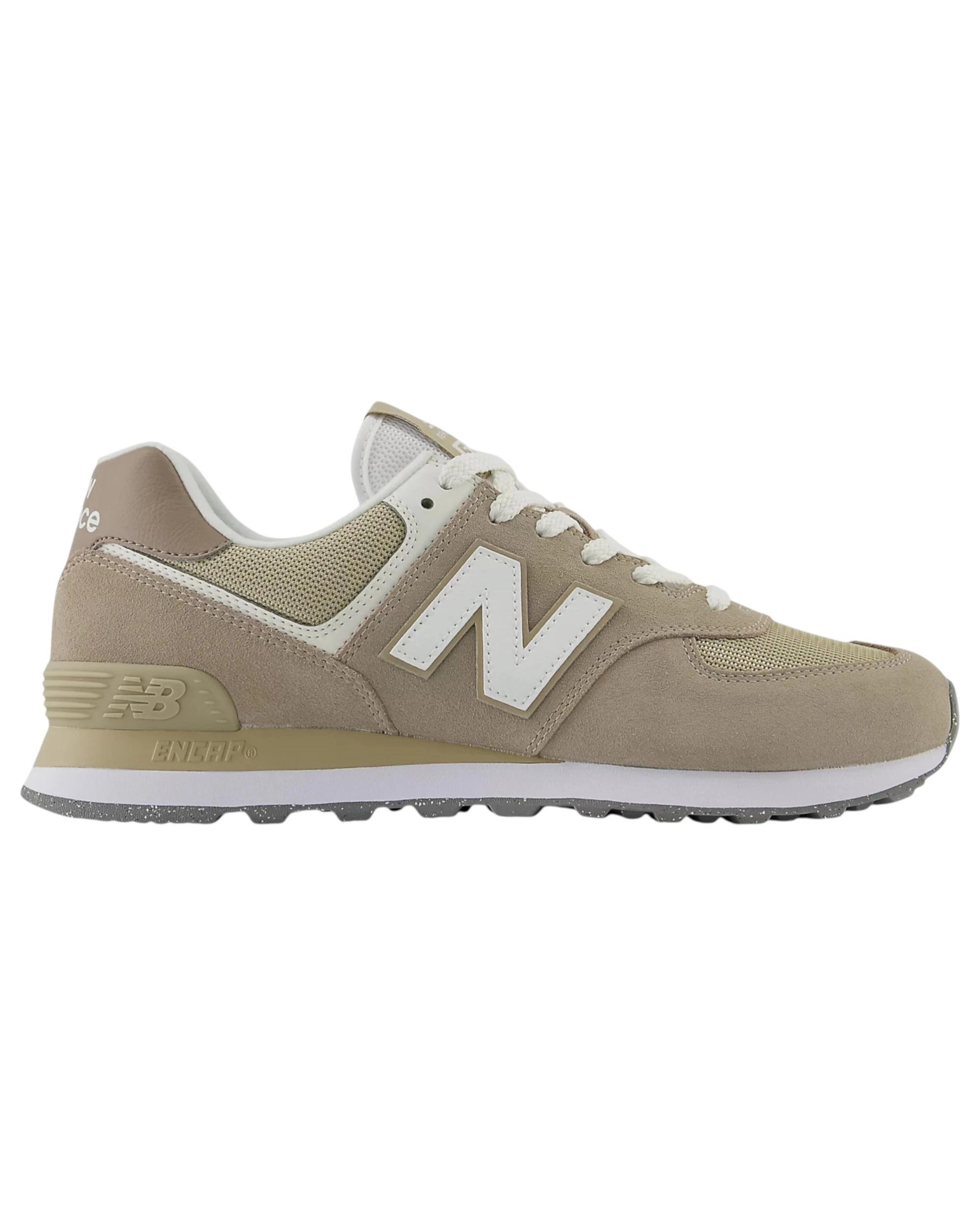 1 New Balance Mens 574 Light Mushroom/ White Athletic Shoes LIGHT MUSHROOM/WHITE, 1 of 6
