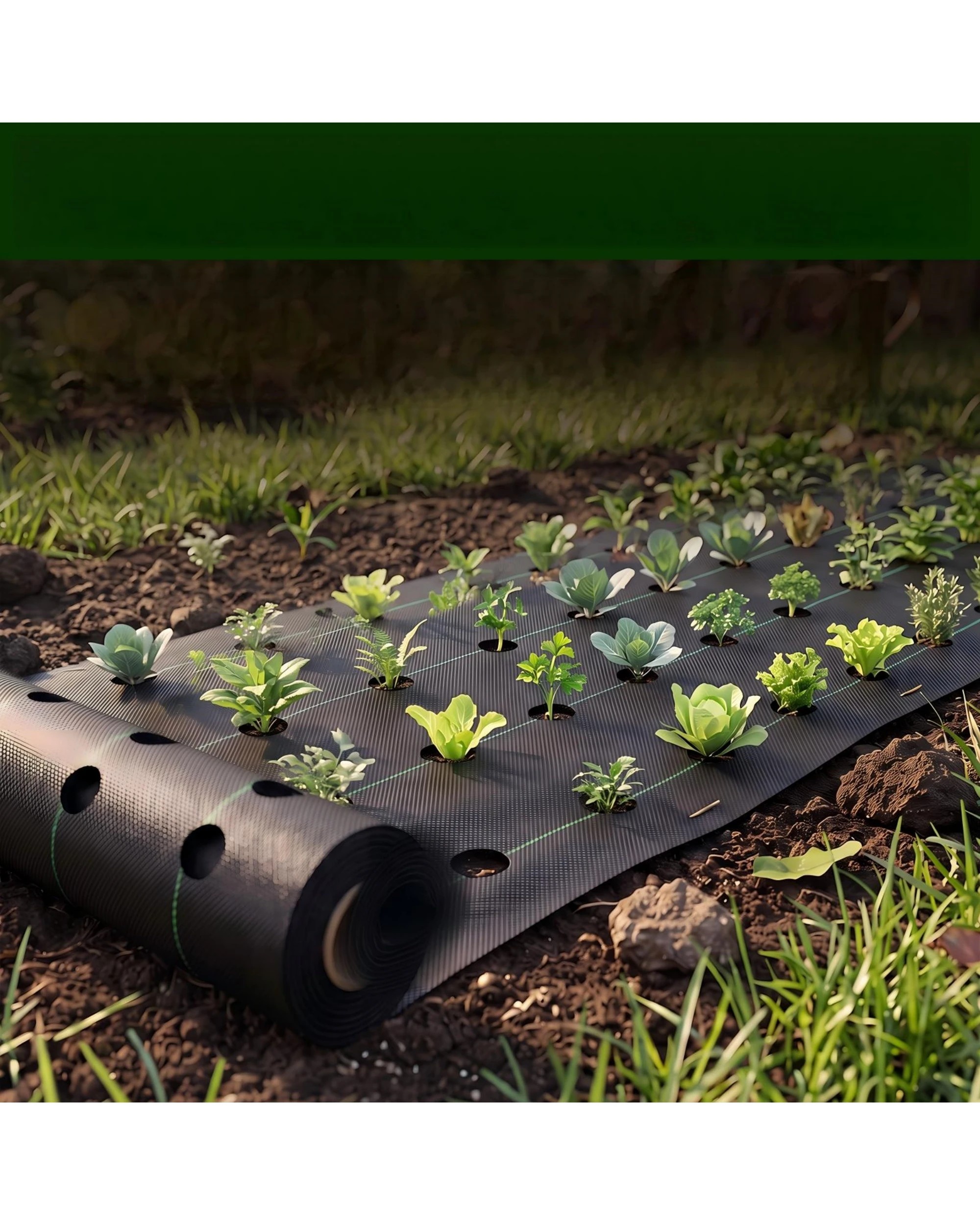 5 Advwin Weed Mat with Holes, 1x100m Weed Control Mat Barrier Matting Ground Cover Membrane with Nails - Black, 5 of 9