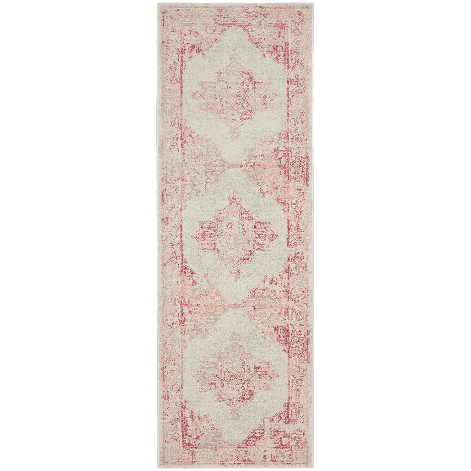 1 Common Ground Rugs Mason 702 400x80cm - Large Runner Power Loomed Pet Friendly Rug - Pink, 1 of 7