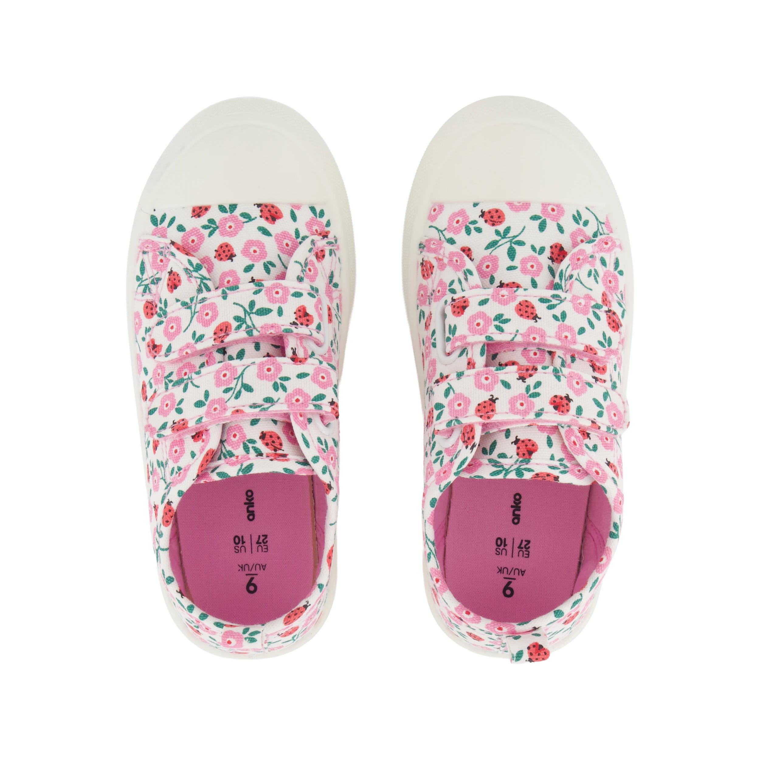 2 Junior Casual Shoes BEIGE FLORAL LADY BUG Print, 2 of 5