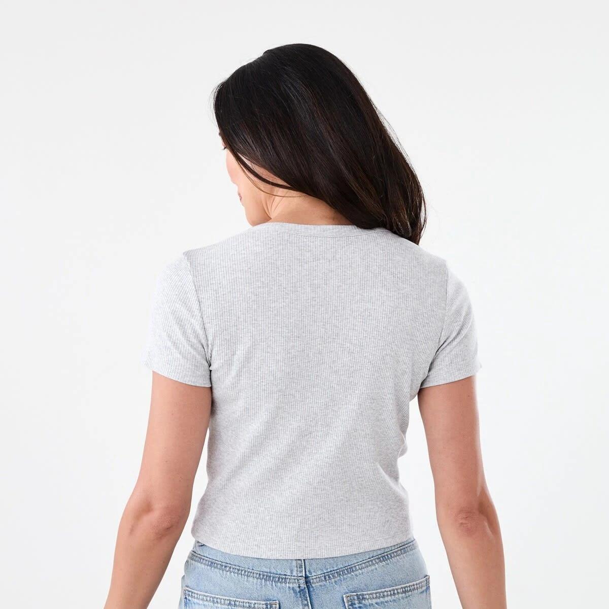 3 Short Sleeve Rib Square Neck T-shirt Slvr Marle, 3 of 5
